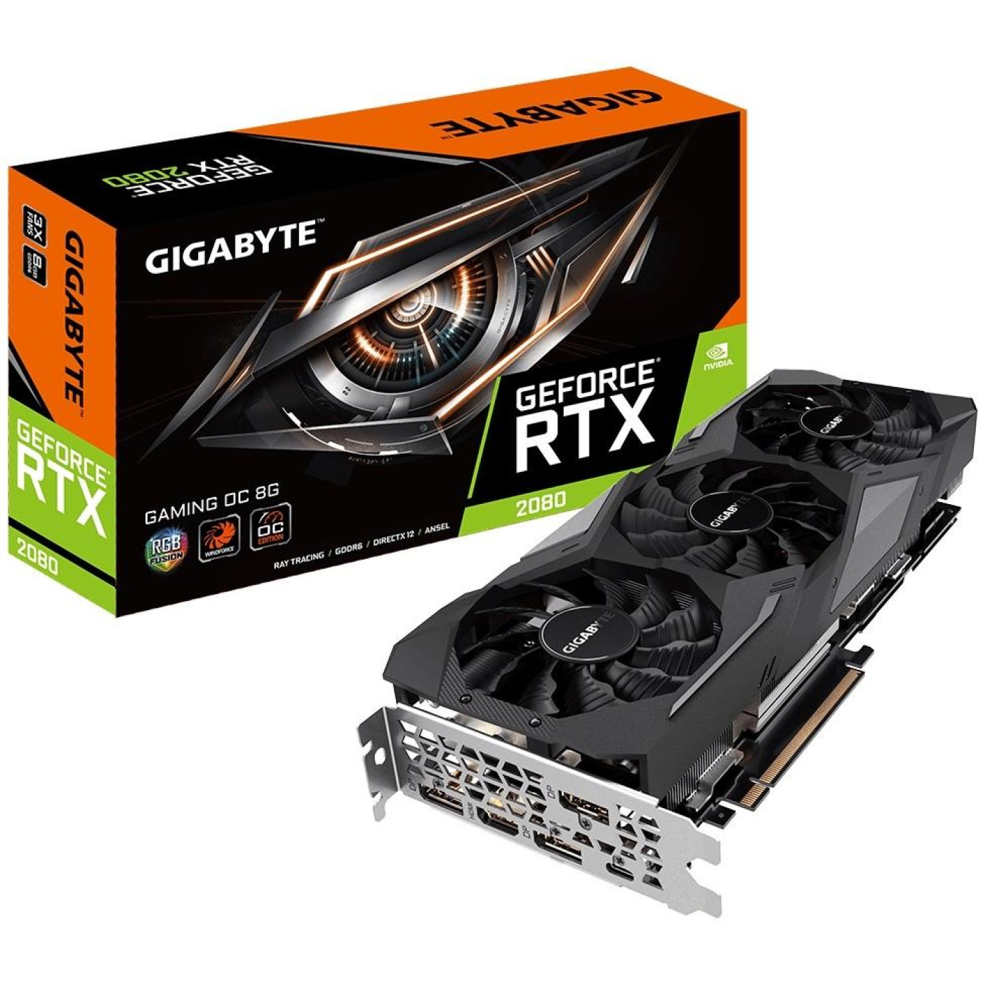 Видеокарта Gigabyte RTX 2080 8Gb Gaming OC (GV-N2080GAMING OC-8GC) (GDDR6, 256 bit, PCI-E v3.0) Б/у,U1
