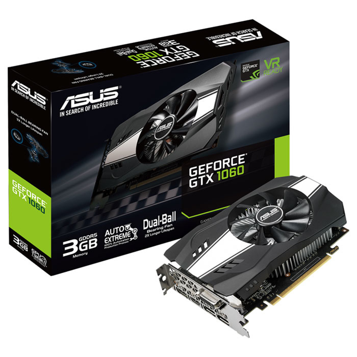 Відеокарта ASUS GTX 1060 3Gb Phoenix (PH-GTX1060-3G) (GDDR5, 192 bit, PCI-E v3.0) Б/в