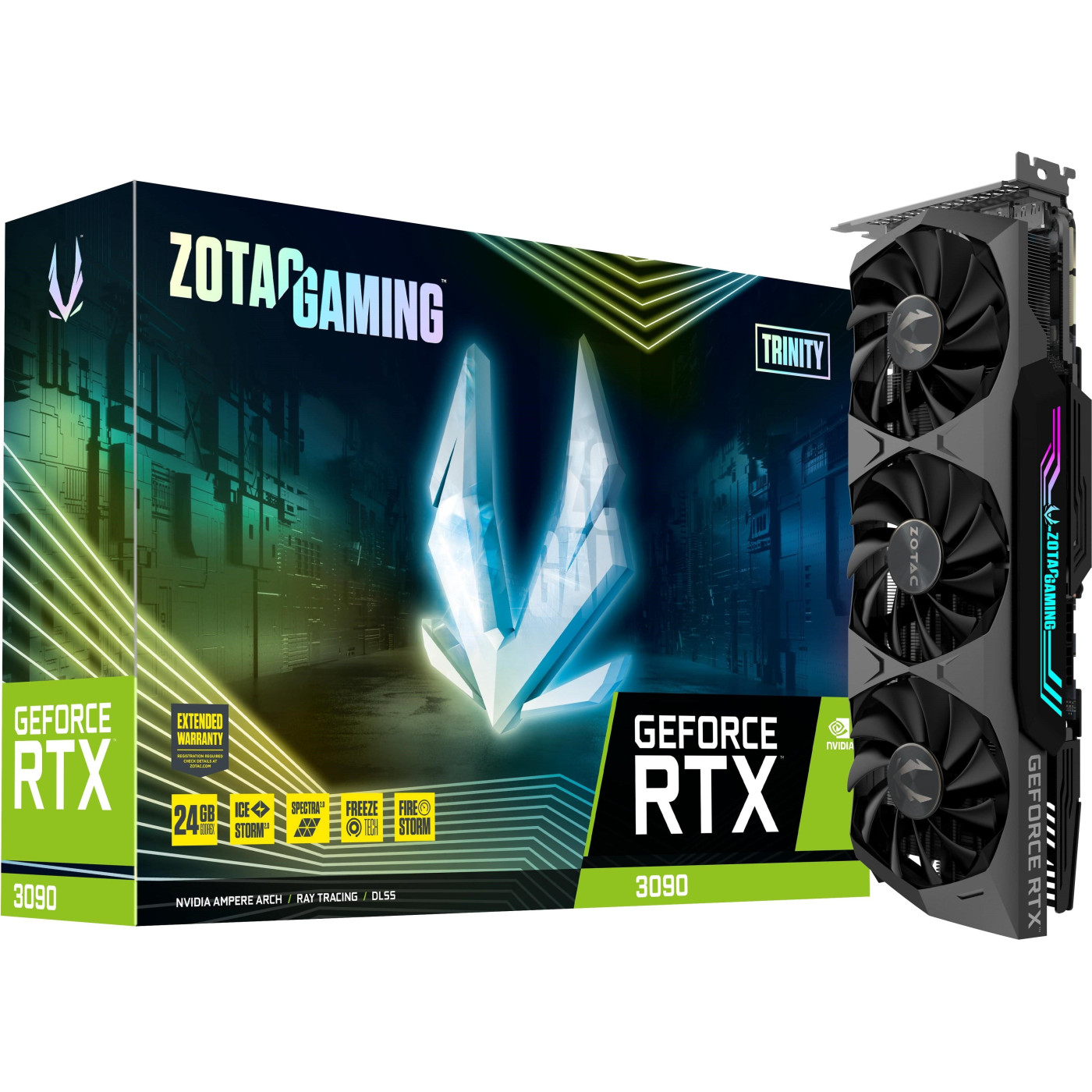 Відеокарта Zotac RTX 3090 24Gb Trinity (ZT-A30900D-10P) (GDDR6X, 384 bit, PCI-E v4.0 x16) Б/в