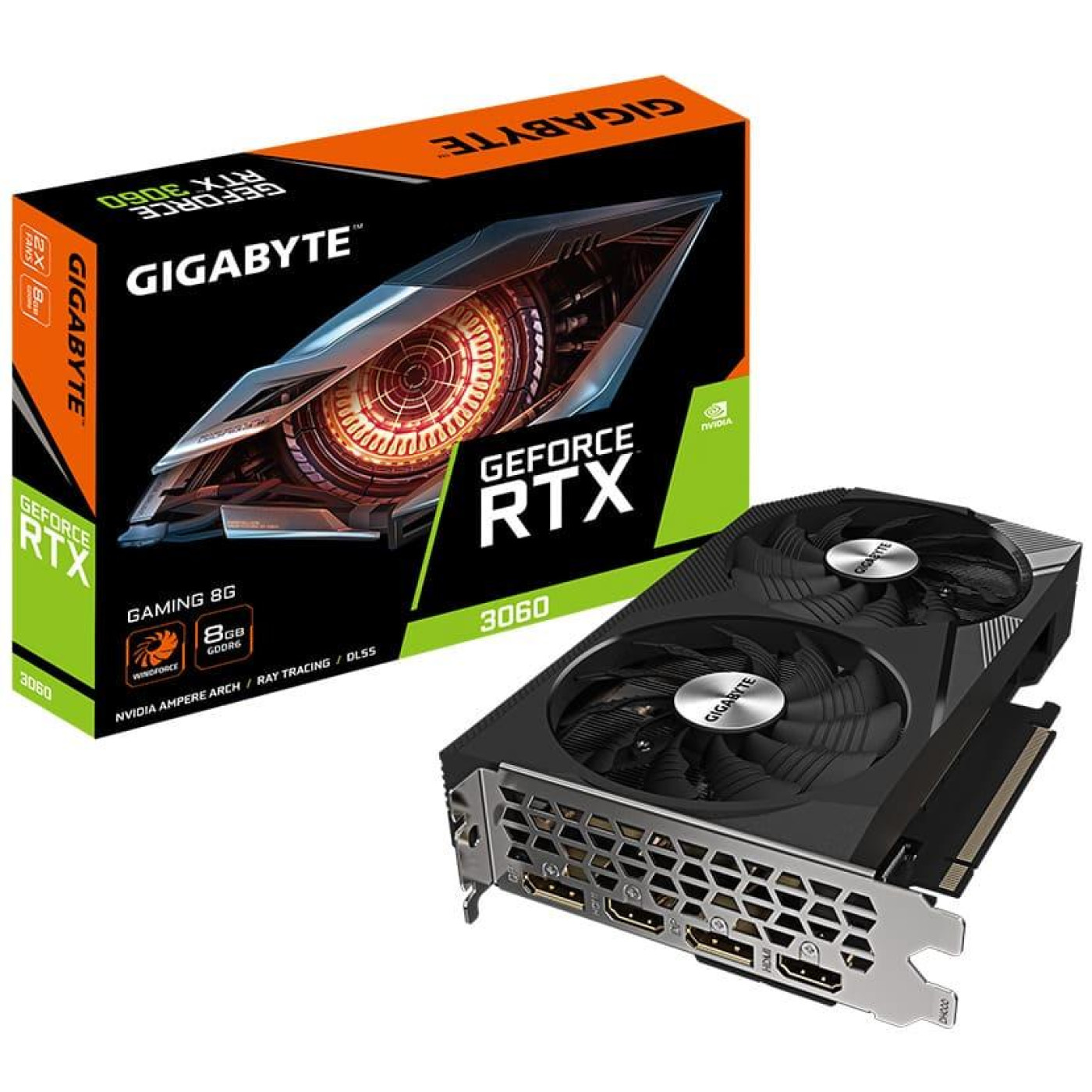 Відеокарта Gigabyte RTX 3060 8Gb GAMING (GV-N3060GAMING-8GD) (GDDR6, 128 bit, PCI-E v4.0 x16)