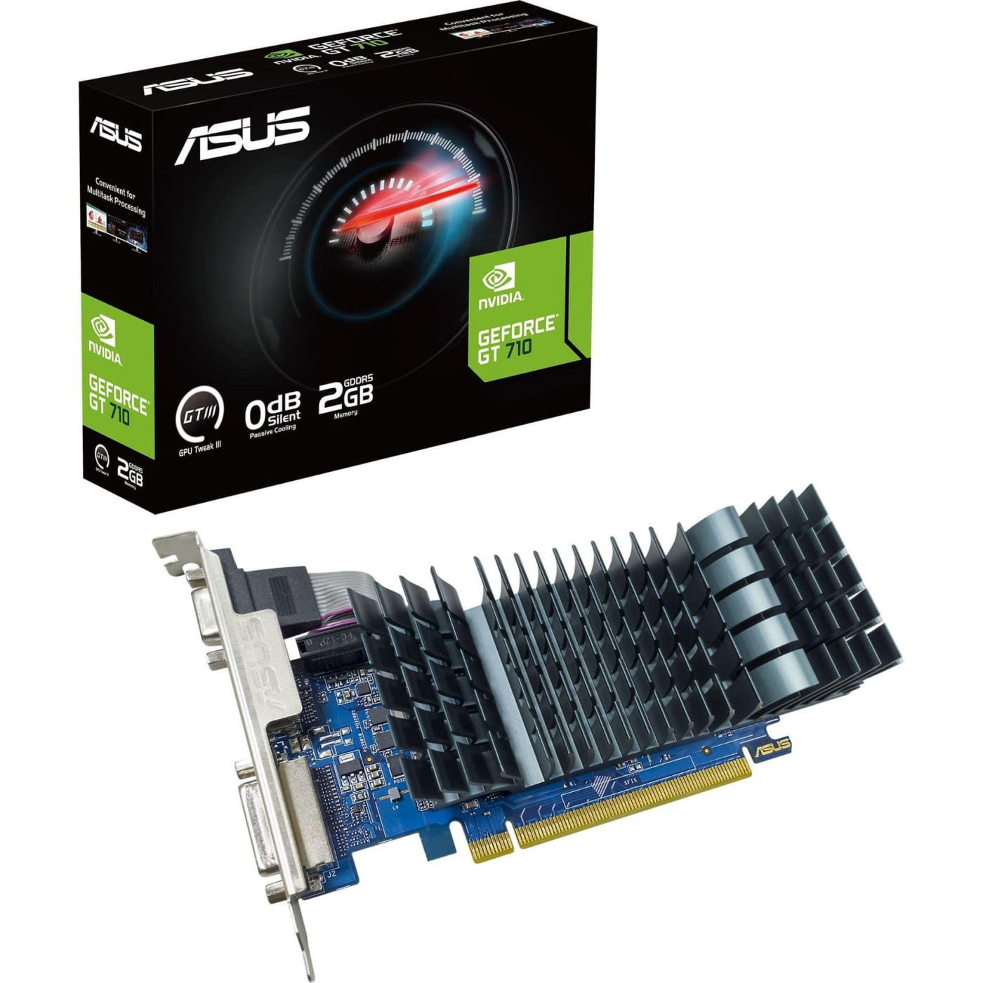 Видеокарта ASUS GT 710 2Gb (GT710-SL-2GD5-BRK) (GDDR5, 32 bit, PCI-E 2.0 x16) Б/у