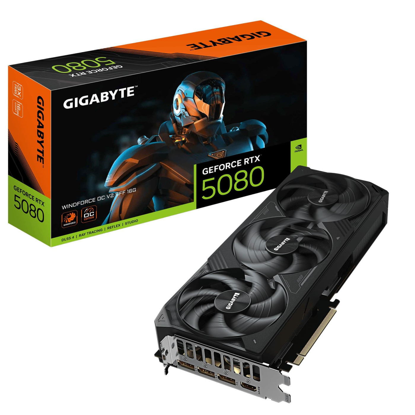 Видеокарта GIGABYTE RTX 5080 16GB WINDFORCE OC V2 (GV-N5080WF3OCV2-16GD) (GDDR7, 256 bit, PCI-E v5.0 x16)