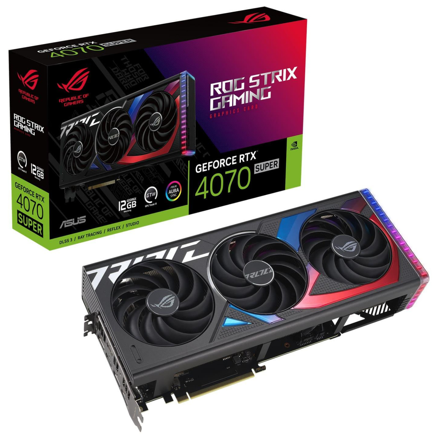 Видеокарта ASUS RTX 4070 SUPER 12GB STRIX (ROG-STRIX-RTX4070S-12G-GAMING) (GDDR6X, 192 bit, PCI-E v4.0 x16) Б/у