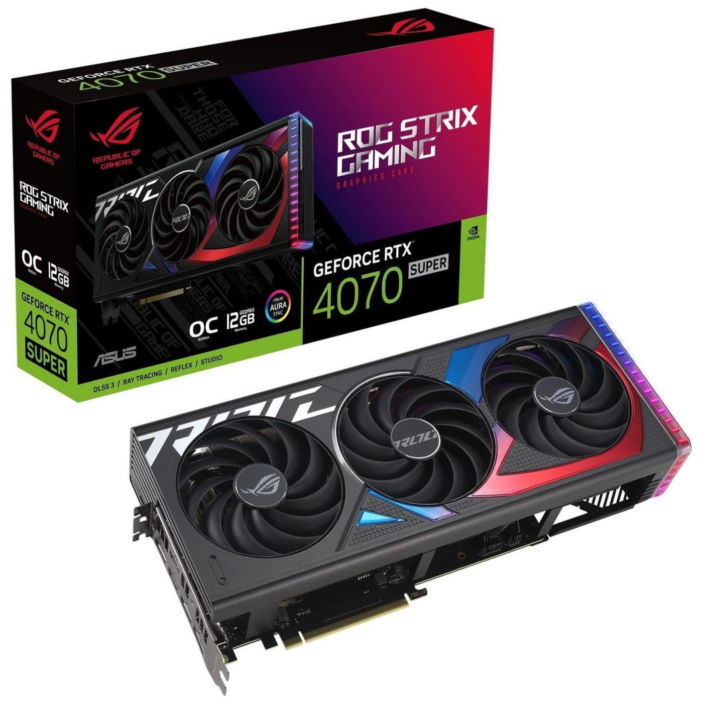 Видеокарта ASUS RTX 4070 SUPER 12GB STRIX OC (ROG-STRIX-RTX4070S-O12G-GAMING) (GDDR6X, 192 bit, PCI-E 4.0 x16)