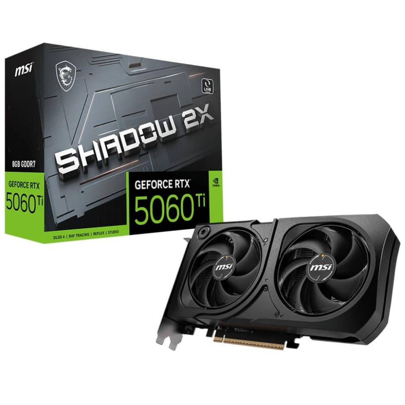 Відеокарта MSI RTX 5060 Ti 8G SHADOW 2X PLUS (RTX 5060 Ti 8G SHADOW 2X PLUS) (GDDR7, 128 bit, PCI-E v5.0 x8)