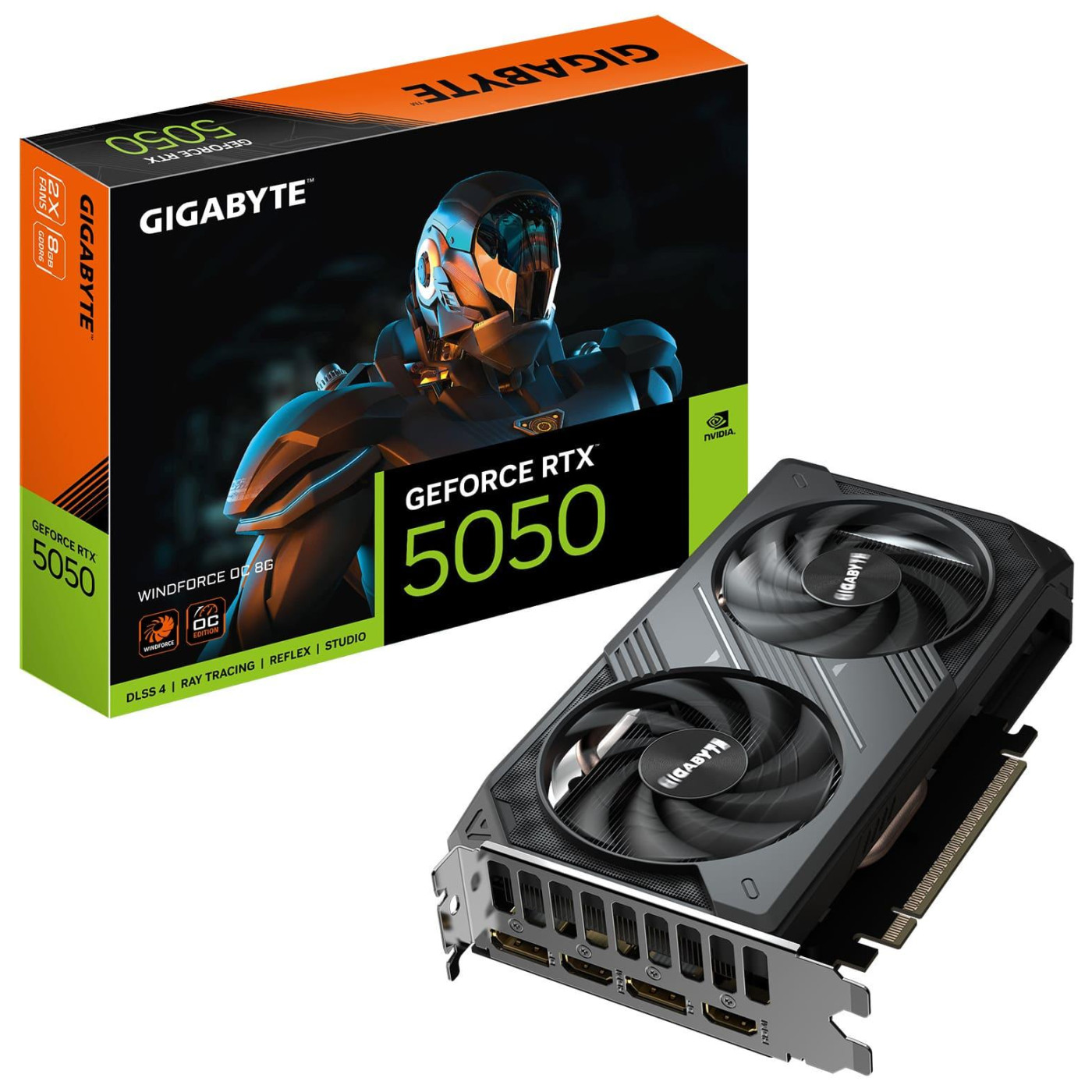 Відеокарта Gigabyte RTX 5050 8G WINDFORCE OC (GV-N5050WF2OC-8GD) (GDDR6, 128 bit, PCI-E v5.0 x16)