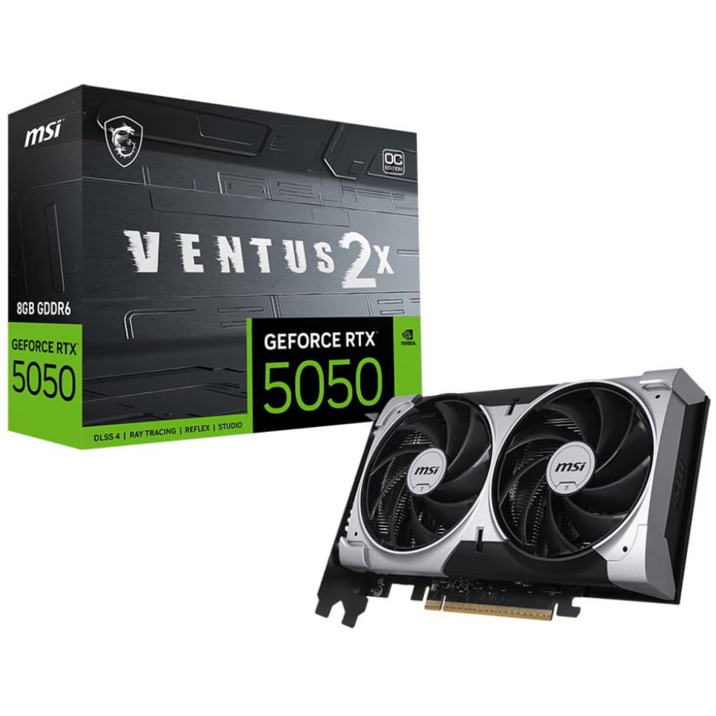Відеокарта MSI RTX 5050 8G VENTUS 2X OC (RTX 5050 8G VENTUS 2X OC) (GDDR6, 128 bit, PCI-E v5.0 x16)