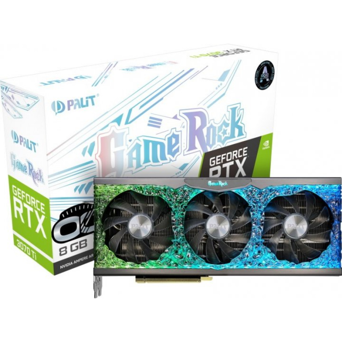 Відеокарта Palit RTX 3070Ti 8Gb GameRock OC (NED307TT19P2-1047G) (GDDR6X, 256 bit, PCI-E v4.0) Б/в