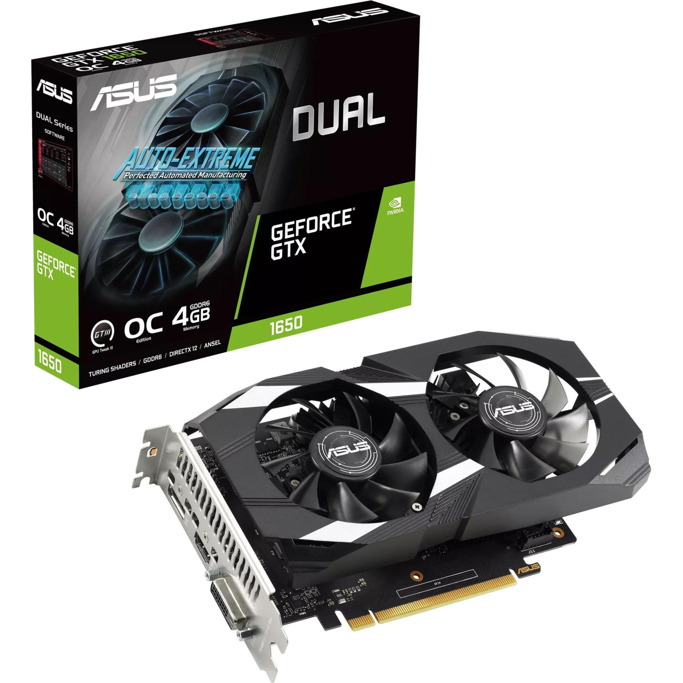 Відеокарта ASUS GTX 1650 4Gb DUAL OC D6 V2 (DUAL-GTX1650-O4GD6-P-V2) (GDDR6, 128 bit, PCI-E 3.0 x16) Б/в
