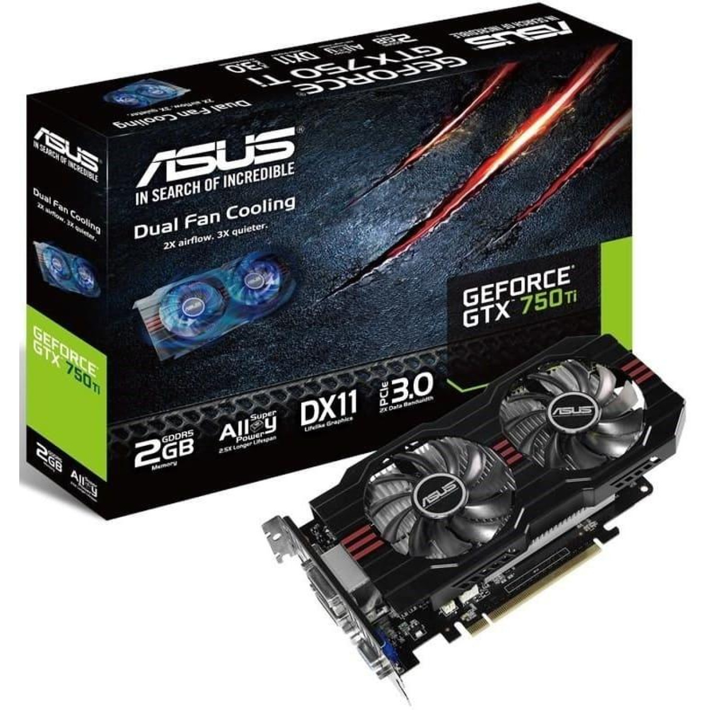 Відеокарта ASUS GTX 750TI 2Gb (GTX750TI-2GD5) (GDDR5, 128 bit, PCI-E 3.0 x16) Б/в
