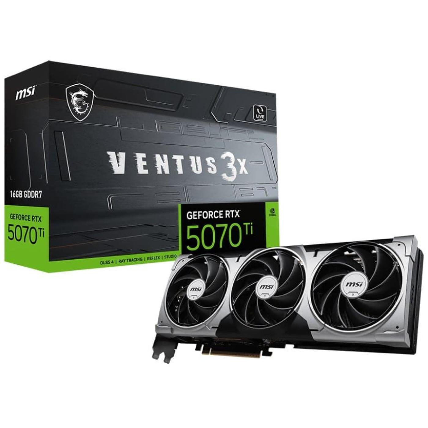 Видеокарта MSI RTX 5070 Ti 16G VENTUS 3X (RTX 5070 Ti 16G VENTUS 3X) (GDDR7, 256 bit, PCI-E v5.0 x16)