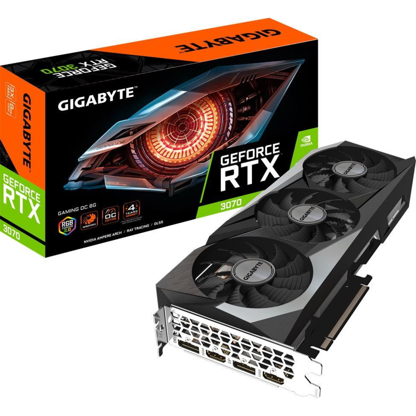Видеокарта Gigabyte RTX 3070 8Gb Gaming OC LHR (GV-N3070GAMING OC-8GD rev 2.0) (GDDR6, 256 bit, PCI-E v4.0 x16) Б/у