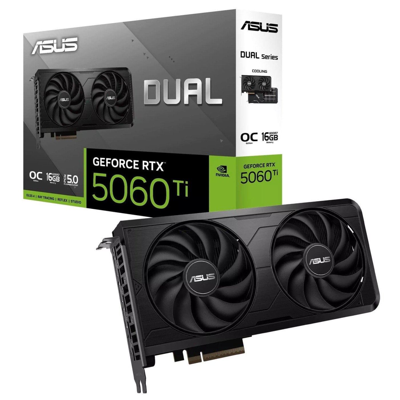 Видеокарта ASUS RTX 5060 Ti 16GB Dual OC EVO (DUAL-RTX5060TI-O16G-EVO) (GDDR7, 128 bit, PCI-E v5.0 x8)