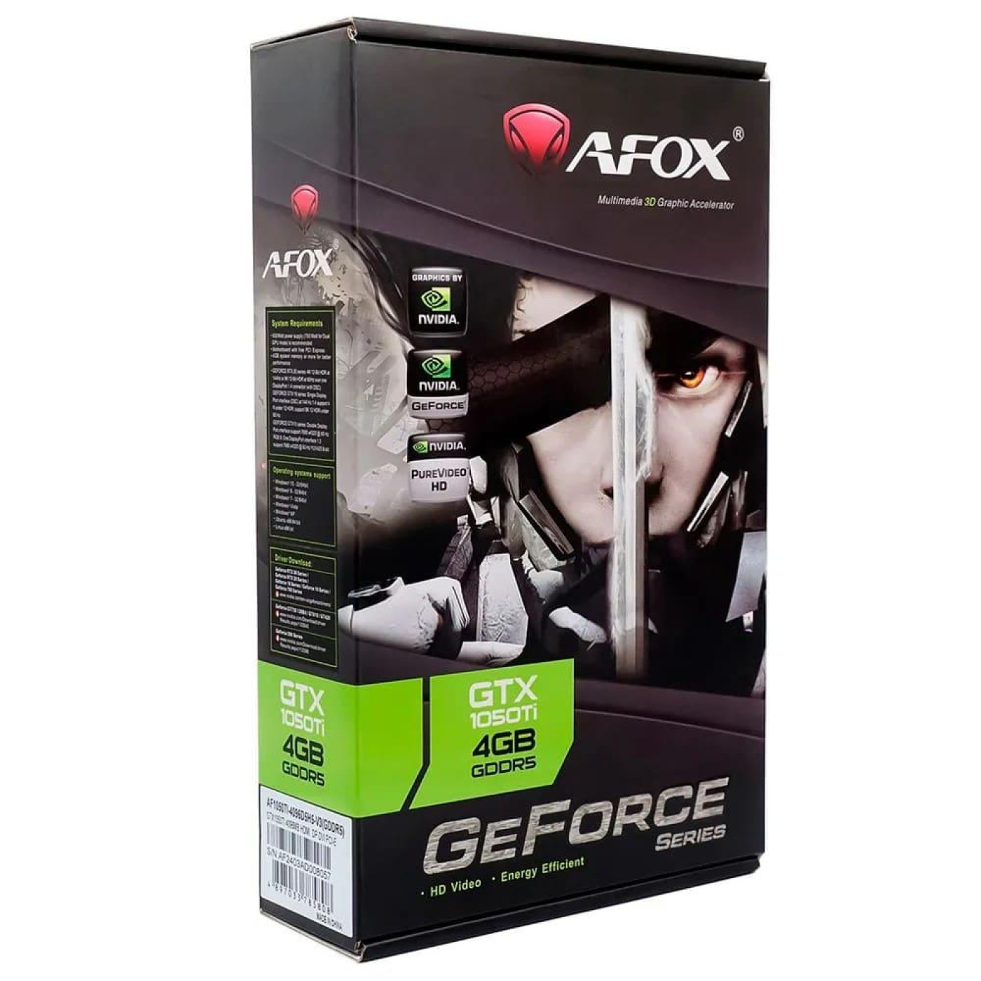 Видеокарта Afox GTX 1050Ti 4GB (AF1050TI-4096D5H5-V10) (GDDR5, 128 bit, PCI-E 3.0 x16)