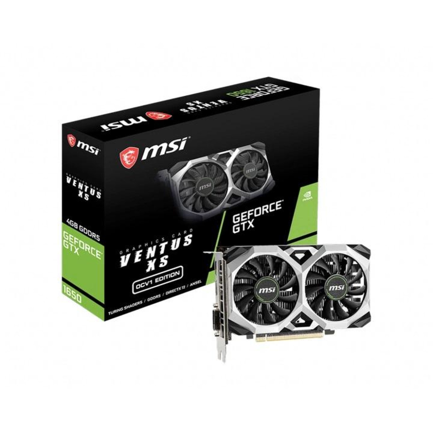 Видеокарта MSI GTX 1650 4Gb Ventus XS OC V1 (GTX 1650 VENTUS XS 4G OCV1) (GDDR5, 128 bit, PCI-E 3.0 x16)