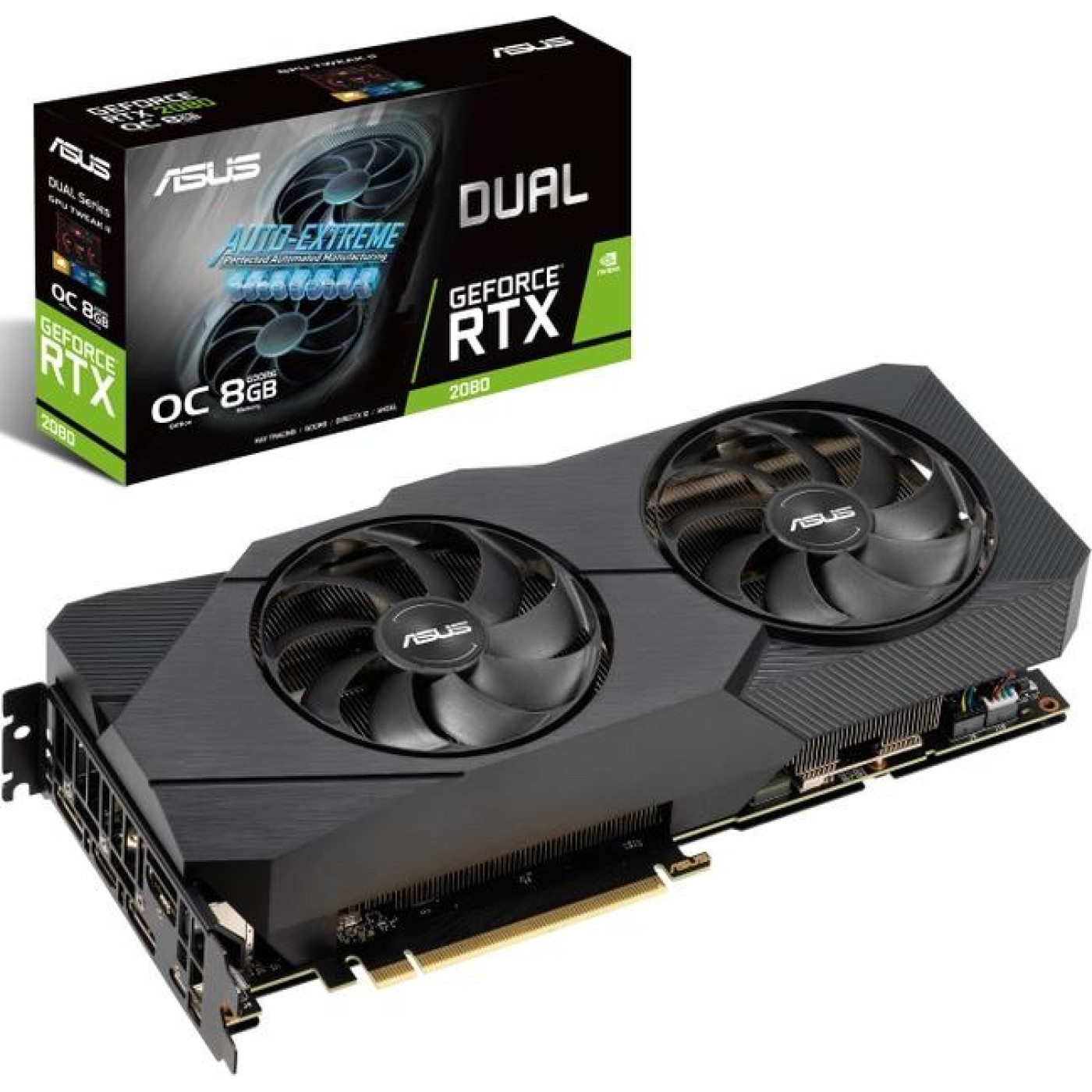 Видеокарта ASUS RTX 2080 8Gb Dual OC Evo (DUAL-RTX2080-O8G-EVO) (GDDR6, 256 bit, PCI-E 3.0 x16) FR