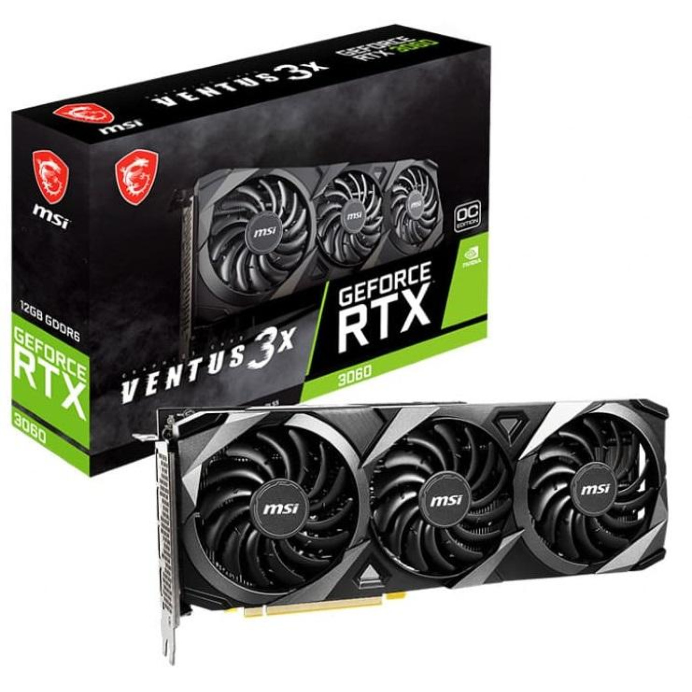 Видеокарта MSI RTX 3060 12Gb Ventus 3X OC LHR (RTX 3060 VENTUS 3X 12G OC) (GDDR6, 192 bit, PCI-E v4.0) Б/у
