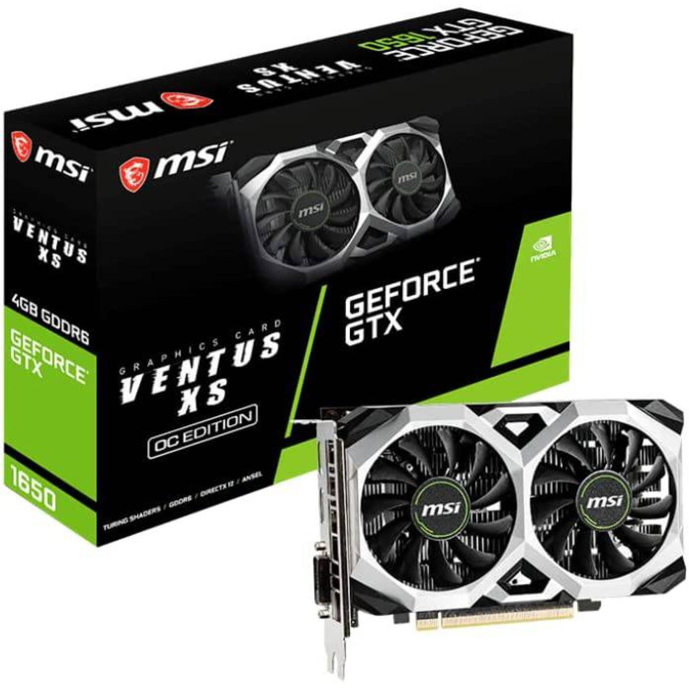 Відеокарта MSI GTX 1650 4Gb D6 Ventus XS OC (GTX 1650 D6 VENTUS XS OC) (GDDR6, 128 bit, PCI-E 3.0 x16) Б/в