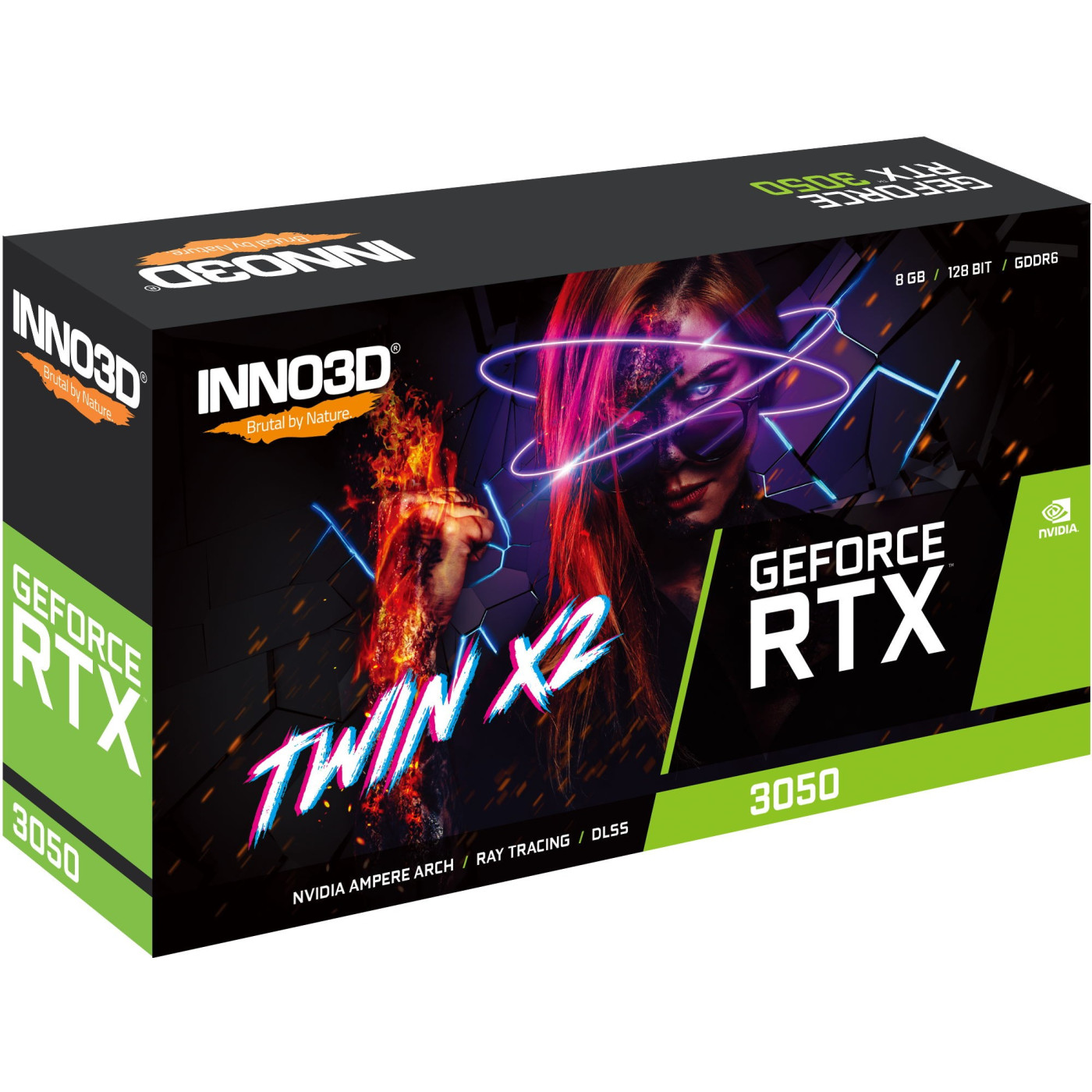 Видеокарта Inno3D RTX 3050 8Gb Twin X2 (N30502-08D6-1190VA42) (GDDR6, 128 bit, PCI-E 4.0 x8)