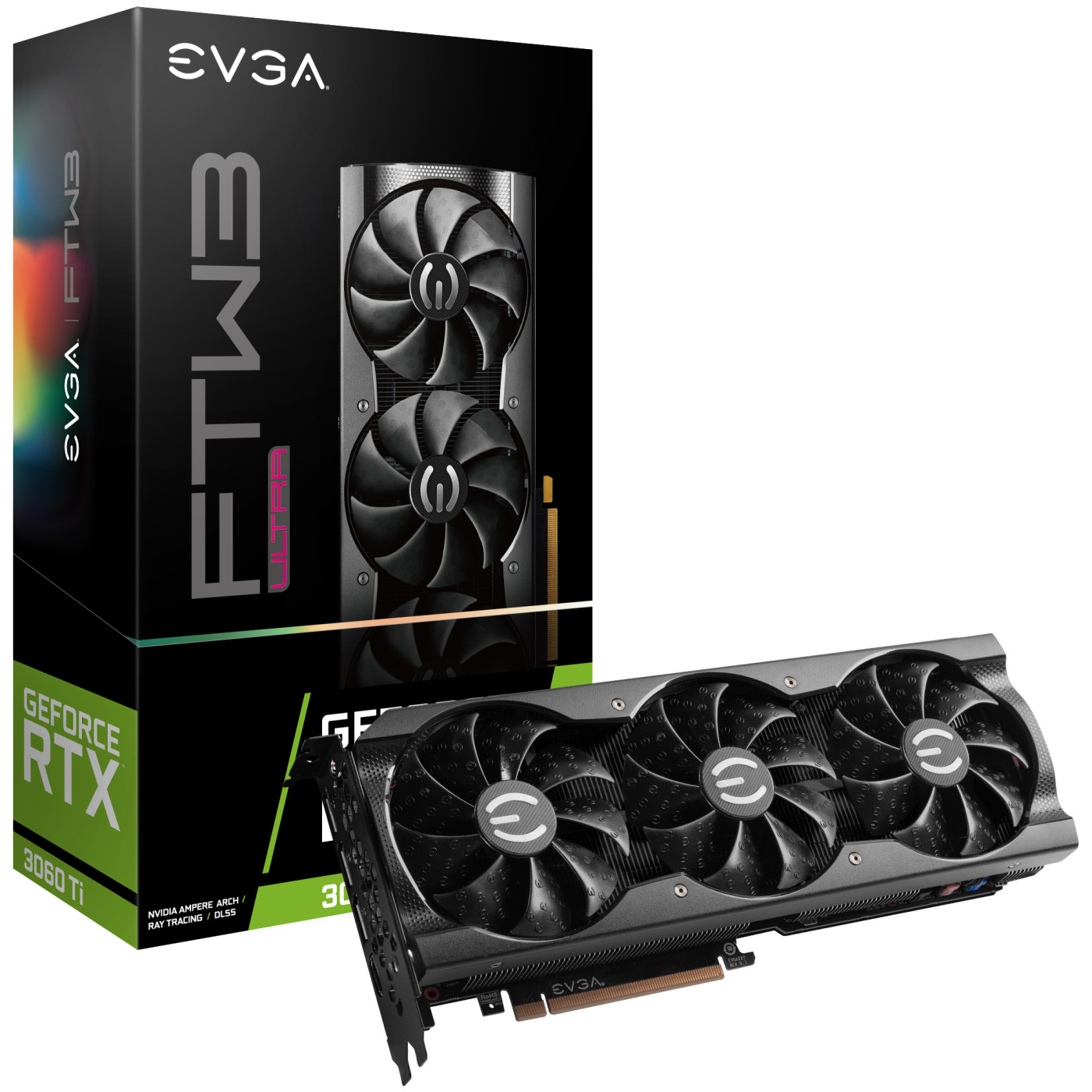 Видеокарта EVGA RTX 3060Ti 8Gb FTW3 Ultra Gaming (08G-P5-3667-KR) (GDDR6, 256 bit, PCI-E 4.0 x16) Б/у