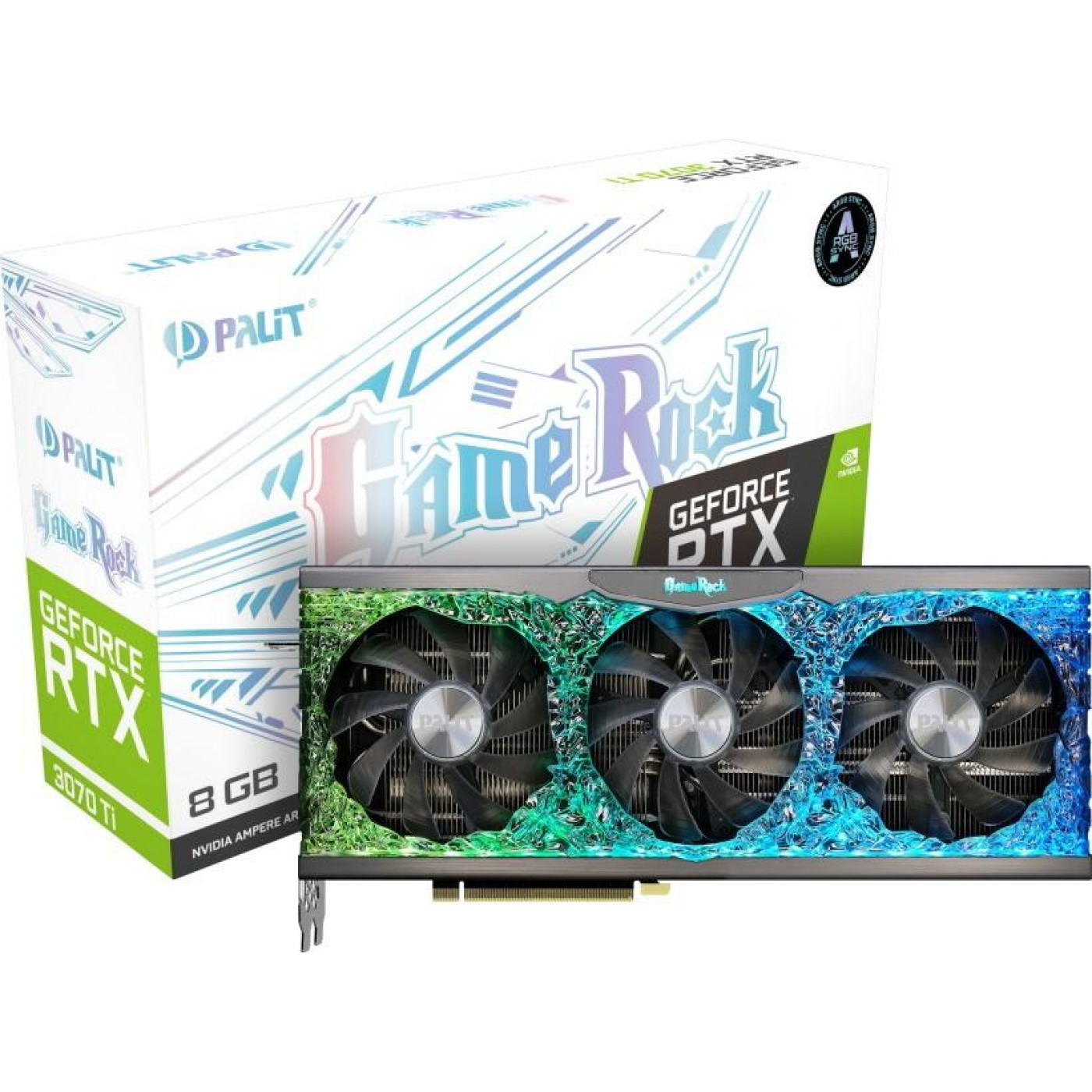 Відеокарта Palit RTX 3070Ti 8Gb GameRock (NED307T019P2-1047G) (GDDR6X, 256 bit, PCI-E v4.0) Б/в