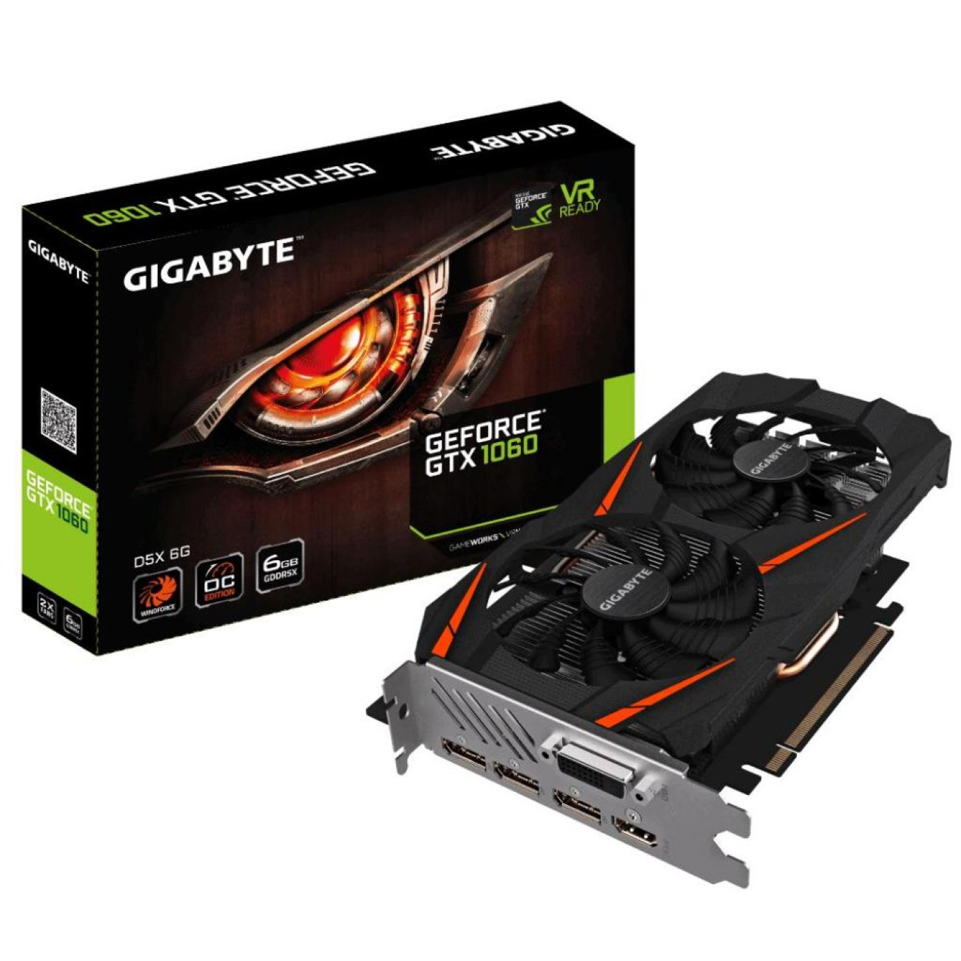 Видеокарта Gigabyte GTX 1060 6Gb Windforce OC (GV-N1060WF2OC-6GD) (GDDR5, 192 bit, PCI-E 3.0 x16) Б/у