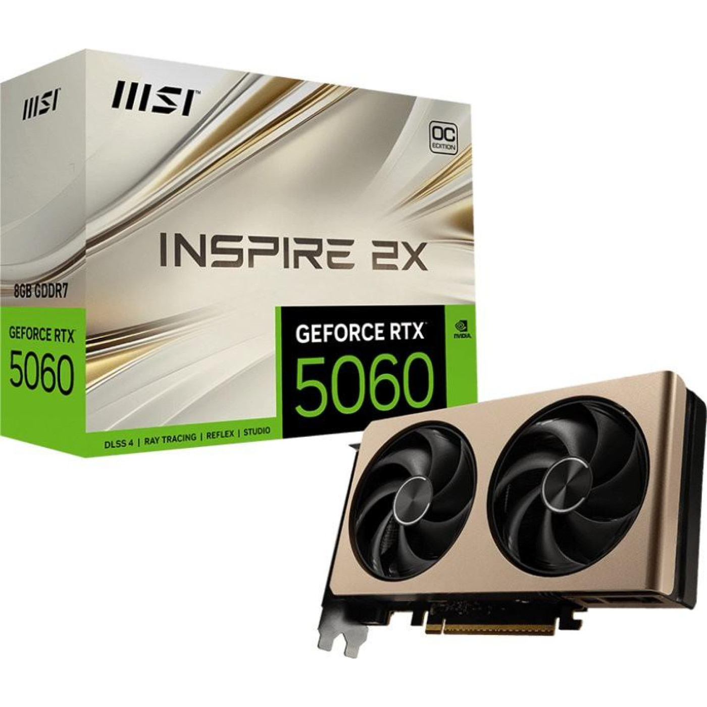 Відеокарта MSI RTX 5060 8G INSPIRE 2X OC (RTX 5060 8G INSPIRE 2X OC) (GDDR7, 128 bit, PCI-E v5.0 x16)