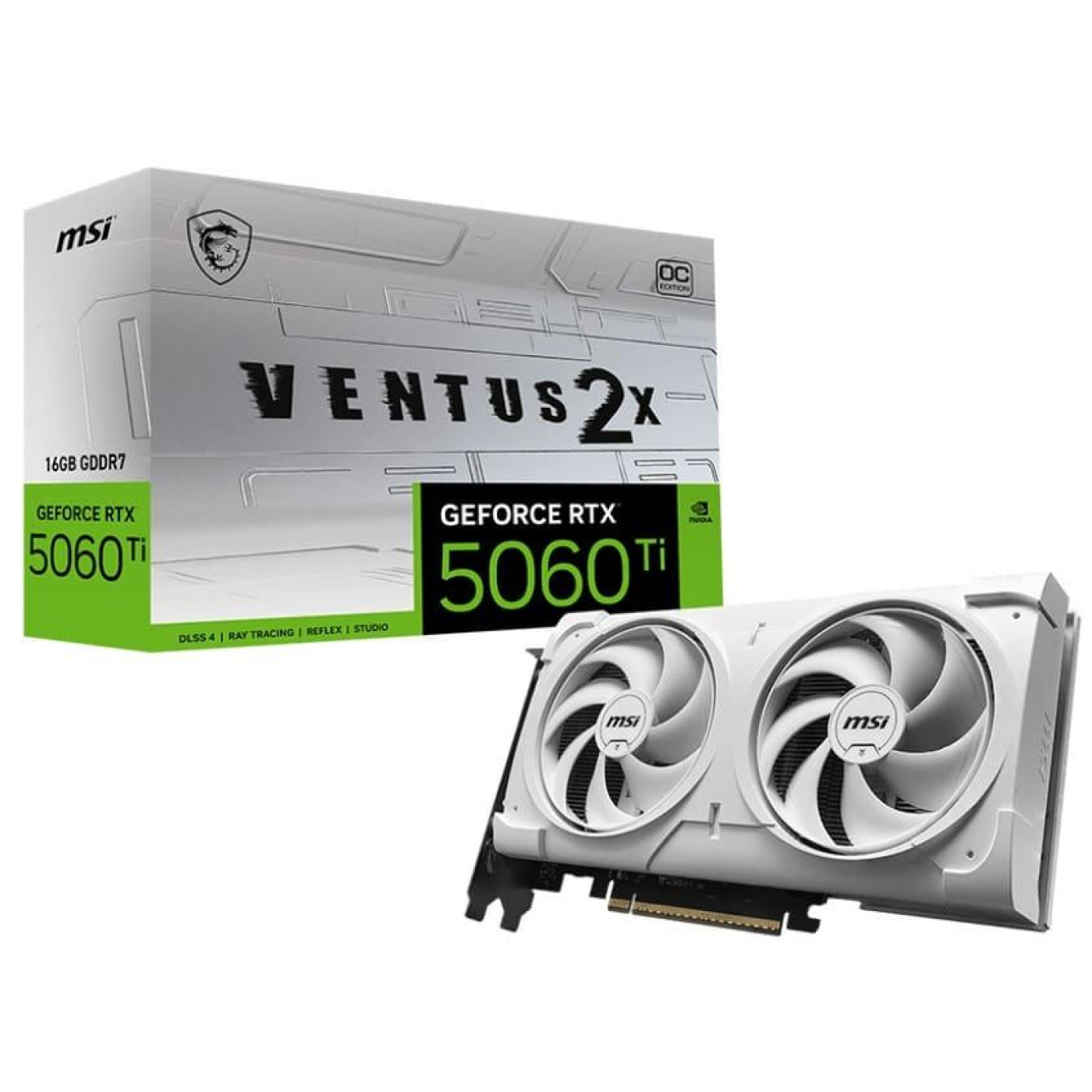 Відеокарта MSI RTX 5060 Ti 16G VENTUS 2X OC WHITE PLUS (RTX 5060 Ti 16G VENTUS 2X OC WHITE PLUS) (GDDR7, 128 bit, PCI-E v5.0 x8)