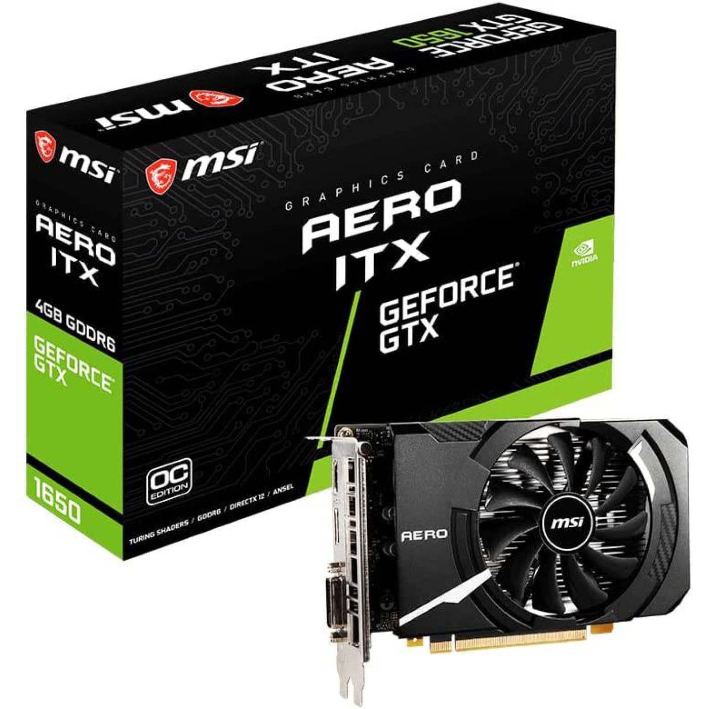 Відеокарта MSI GTX 1650 4Gb D6 AERO ITX (GTX 1650 D6 AERO ITX V1) (GDDR6, 128 bit, PCI-E 3.0 x16) Б/в