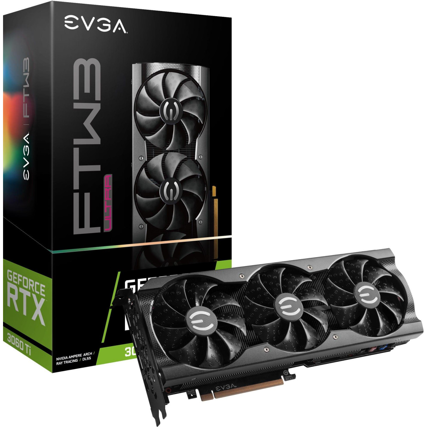 Видеокарта EVGA RTX 3060Ti 8Gb FTW3 Ultra Gaming (08G-P5-3667-KL) (GDDR6, 256 bit, PCI-E v4.0 x16) Б/у