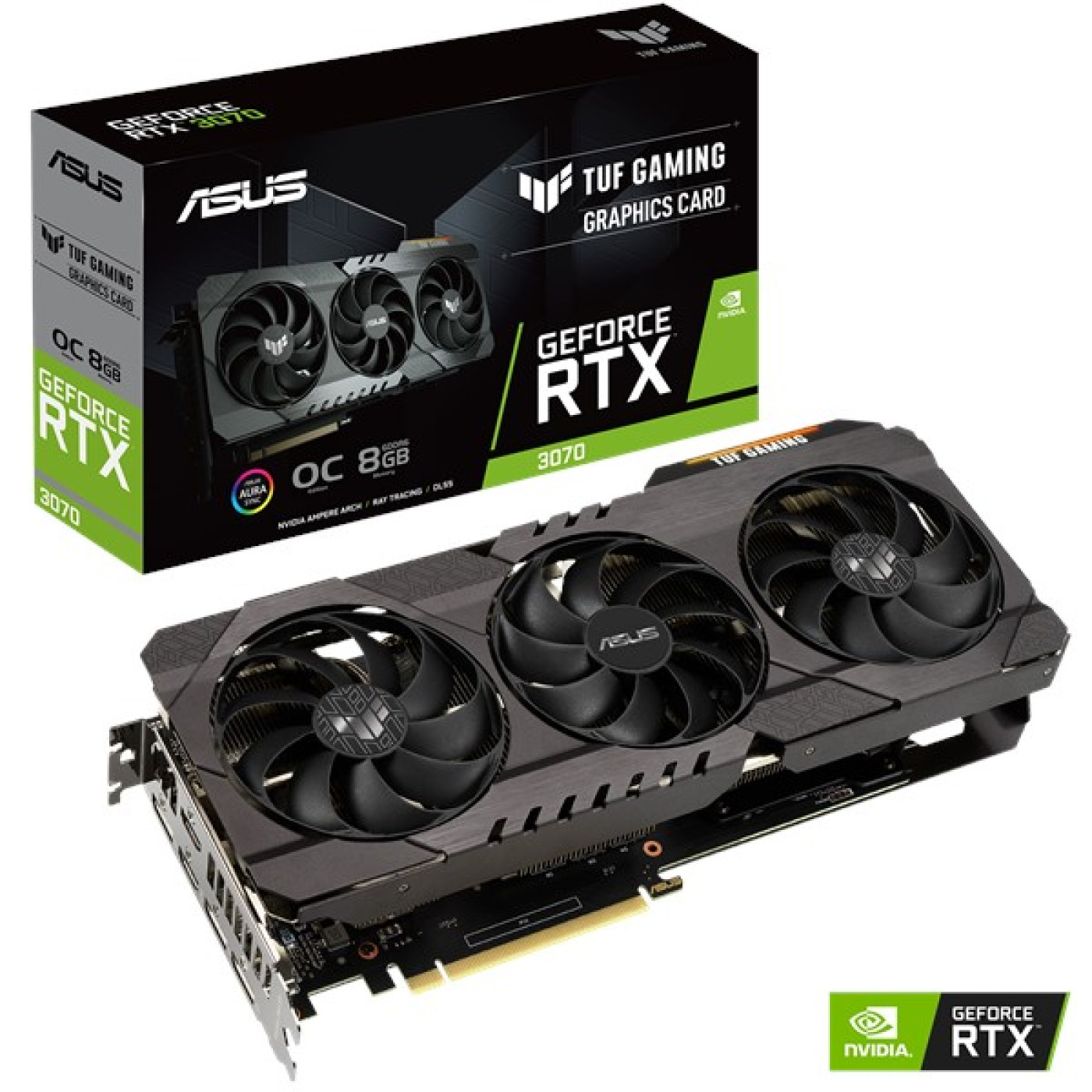 Відеокарта ASUS RTX 3070 8GB TUF Gaming OC (TUF-RTX3070-O8G-GAMING) (GDDR6, 256 bit, PCI-E v4.0 x16) Б/в