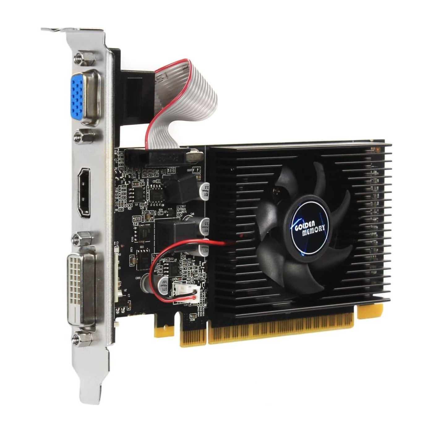Видеокарта Golden Memory GT 710 2Gb GDDR3, 64-bit, VGA/DVI/HDMI, 954/1600 MHz, Low Profile (GT710D32G64BIT) (GDDR3, 64 bit, PCI-E 2.0 x16)