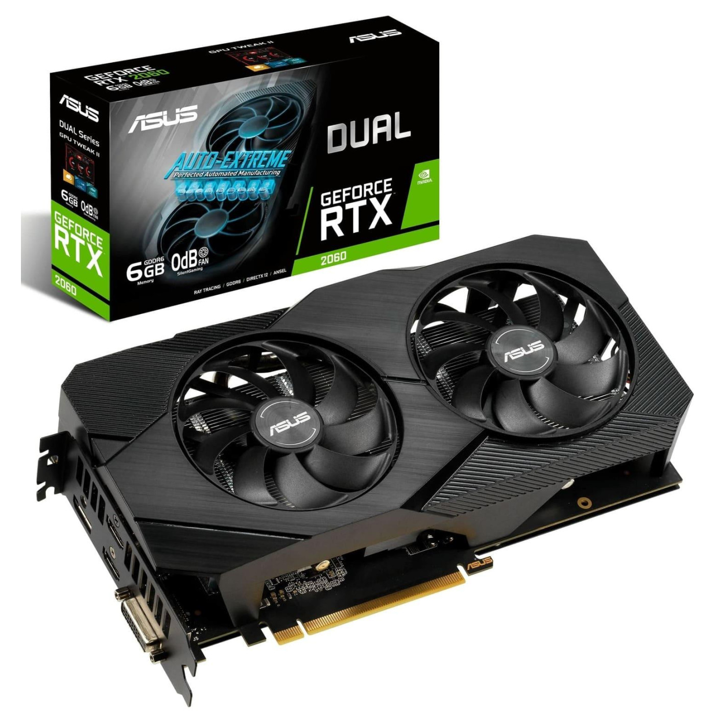 Видеокарта ASUS RTX 2060 6Gb Dual EVO (DUAL-RTX2060-6G-EVO) (GDDR6, 192 bit, PCI-E 3.0 x16)
