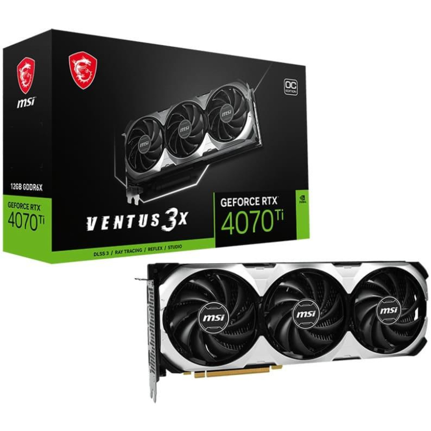 Відеокарта MSI RTX 4070 Ti 12GB Ventus 3X OC (RTX 4070 Ti VENTUS 3X 12G OC) (GDDR6X, 192 bit, PCI-E v4.0 x16) Б/в