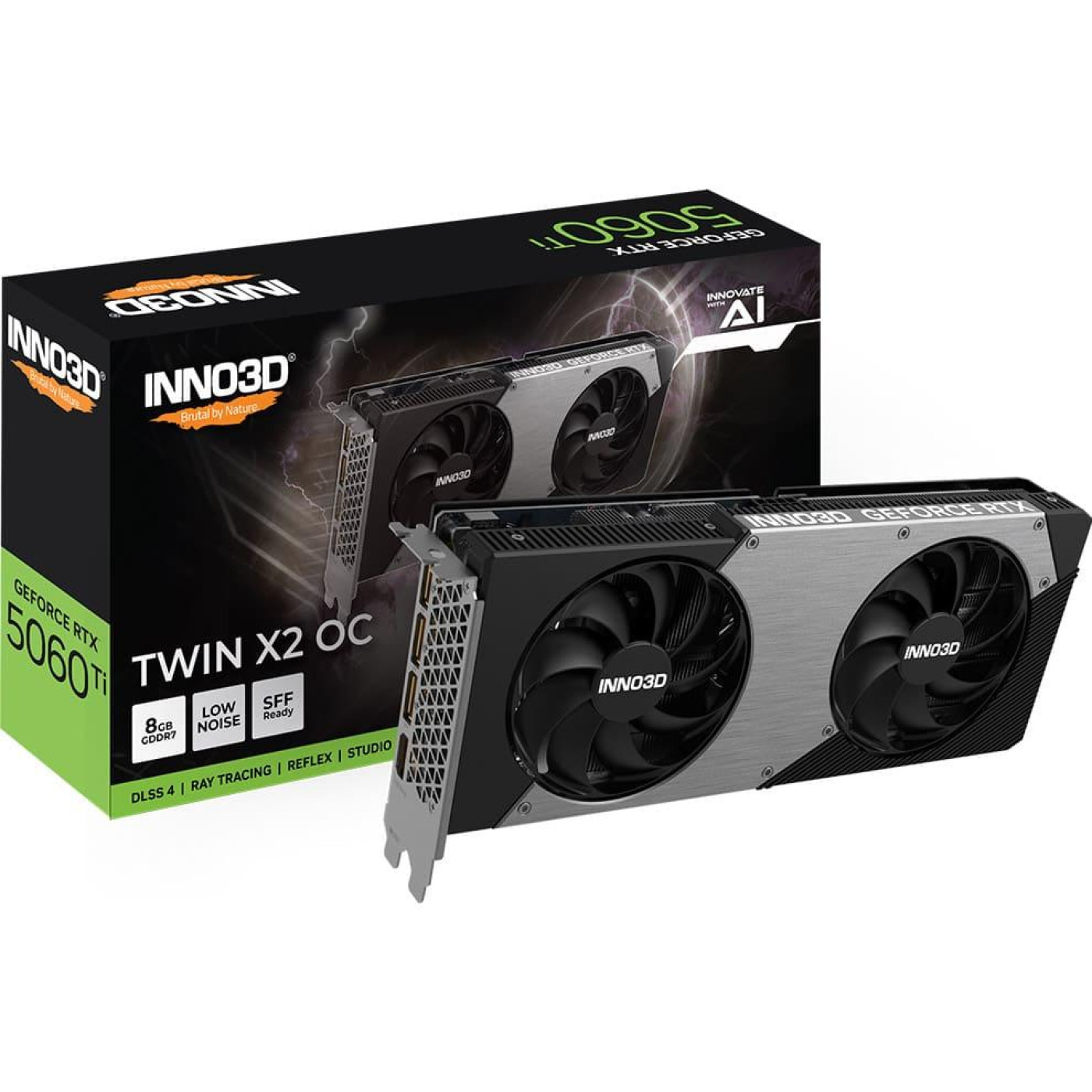 Відеокарта Inno3D RTX 5060 Ti 8GB TWIN X2 OC (N506T2-08D7X-193075N) (GDDR7, 128 bit, PCI-E v5.0 x8)