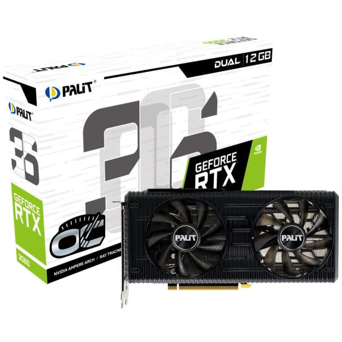 Видеокарта Palit RTX 3060 12Gb Dual OC (NE63060T19K9-190AD) (GDDR6, 192 bit, PCI-E v4.0 x16) Б/у