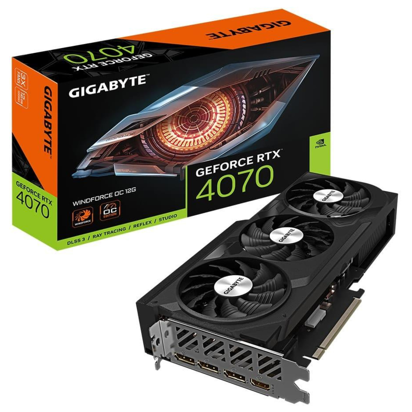 Видеокарта Gigabyte RTX 4070 12GB WINDFORCE OC 12G (GV-N4070WF3OC-12GD) (GDDR6X, 192 bit, PCI-E v4.0) Б/у