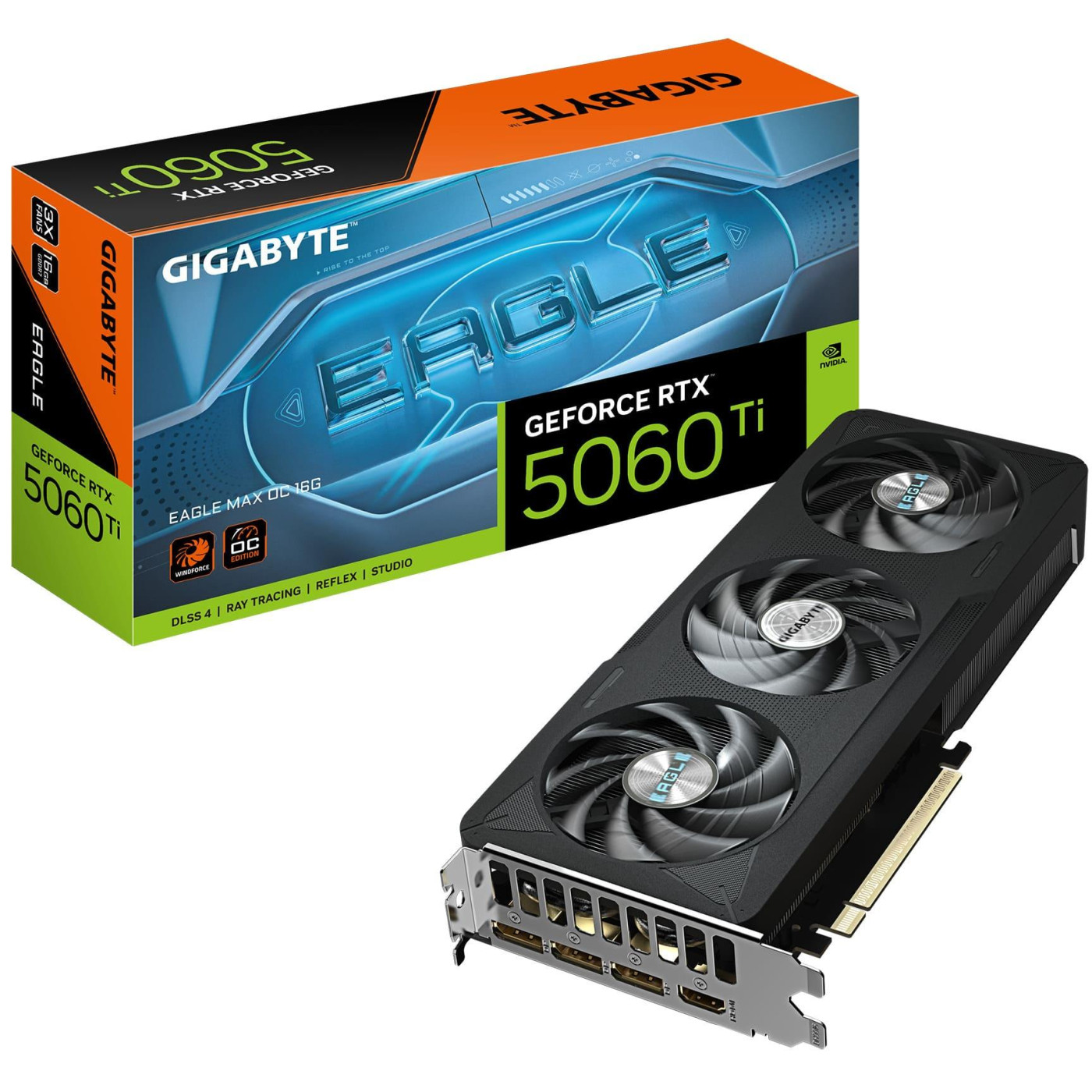 Відеокарта Gigabyte RTX 5060 Ti 16GB EAGLE MAX OC (GV-N506TEAGLEMAX OC-16GD) (GDDR7, 128 bit, PCI-E v5.0 x8)