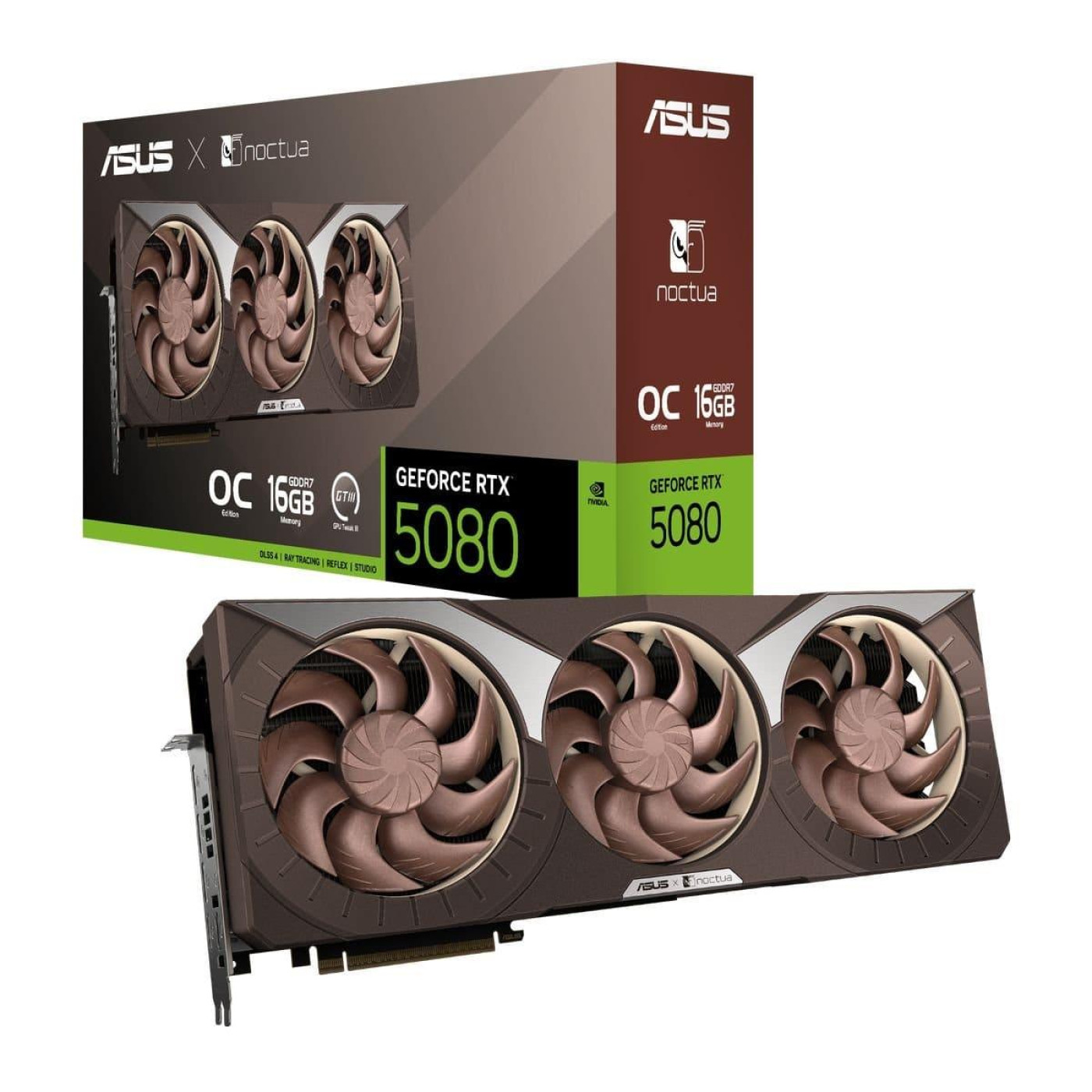 Видеокарта ASUS RTX 5080 16GB Noctua OC (RTX5080-O16G-NOCTUA) (GDDR7, 256 bit, PCI-E v5.0 x16)