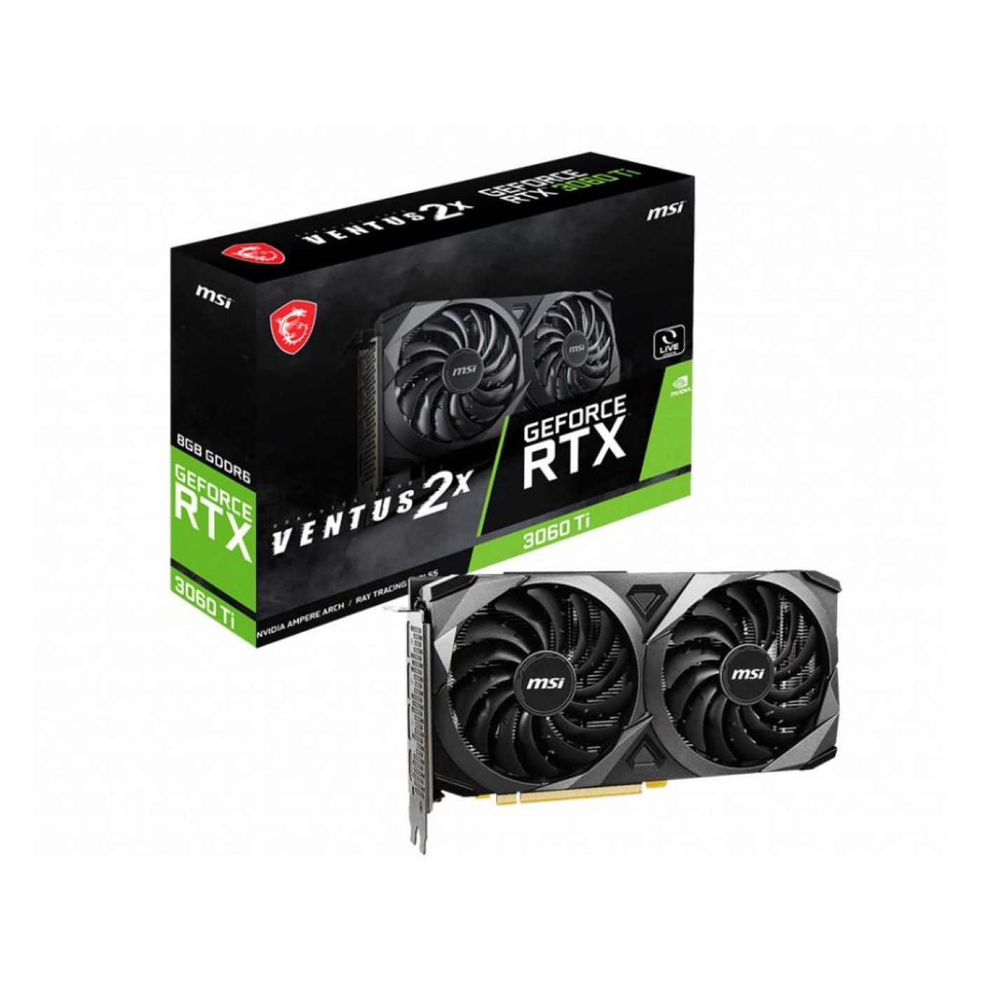 Видеокарта MSI RTX 3060Ti 8GB Ventus 2X V1 LHR (RTX 3060 Ti VENTUS 2X 8G V1) (GDDR6, 256 bit, PCI-E 4.0 x16) Б/у