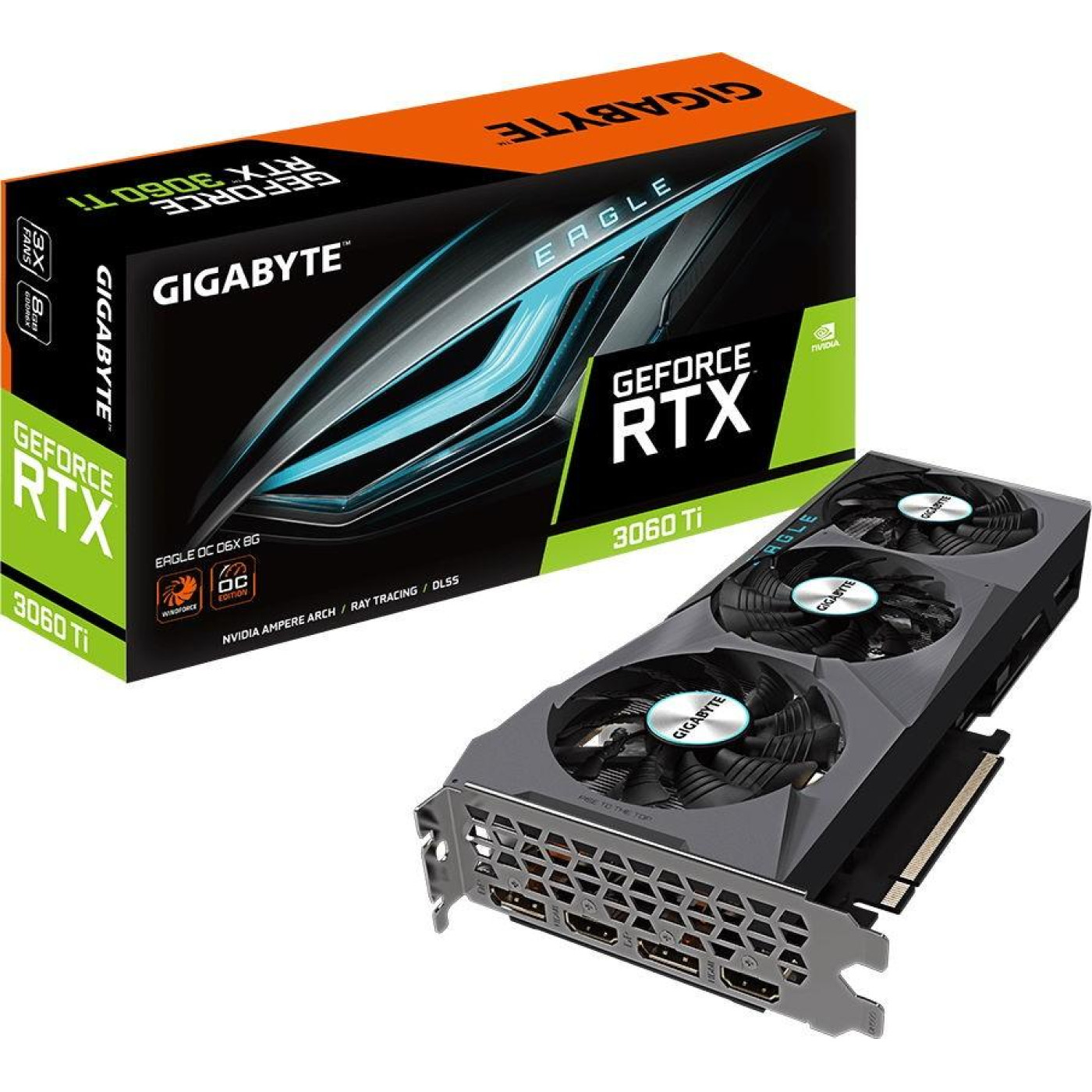 Видеокарта Gigabyte RTX 3060Ti 8G EAGLE OC D6X (GV-N306TXEAGLE OC-8GD) (GDDR6X, 256 bit, PCI-E v4.0 x16) Б/у