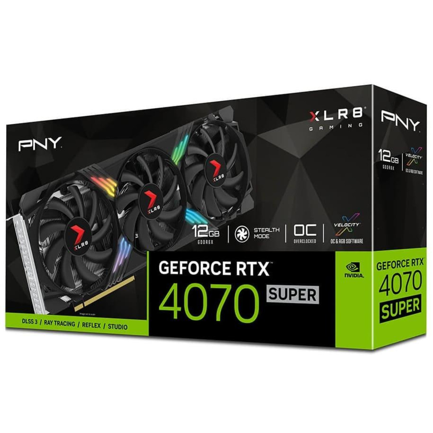 Видеокарта PNY RTX 4070 SUPER 12GB XLR8 Gaming VERTO EPIC-X RGB OC (VCG4070S12TFXXPB1-O) (GDDR6X, 192 bit, PCI-E v4.0)