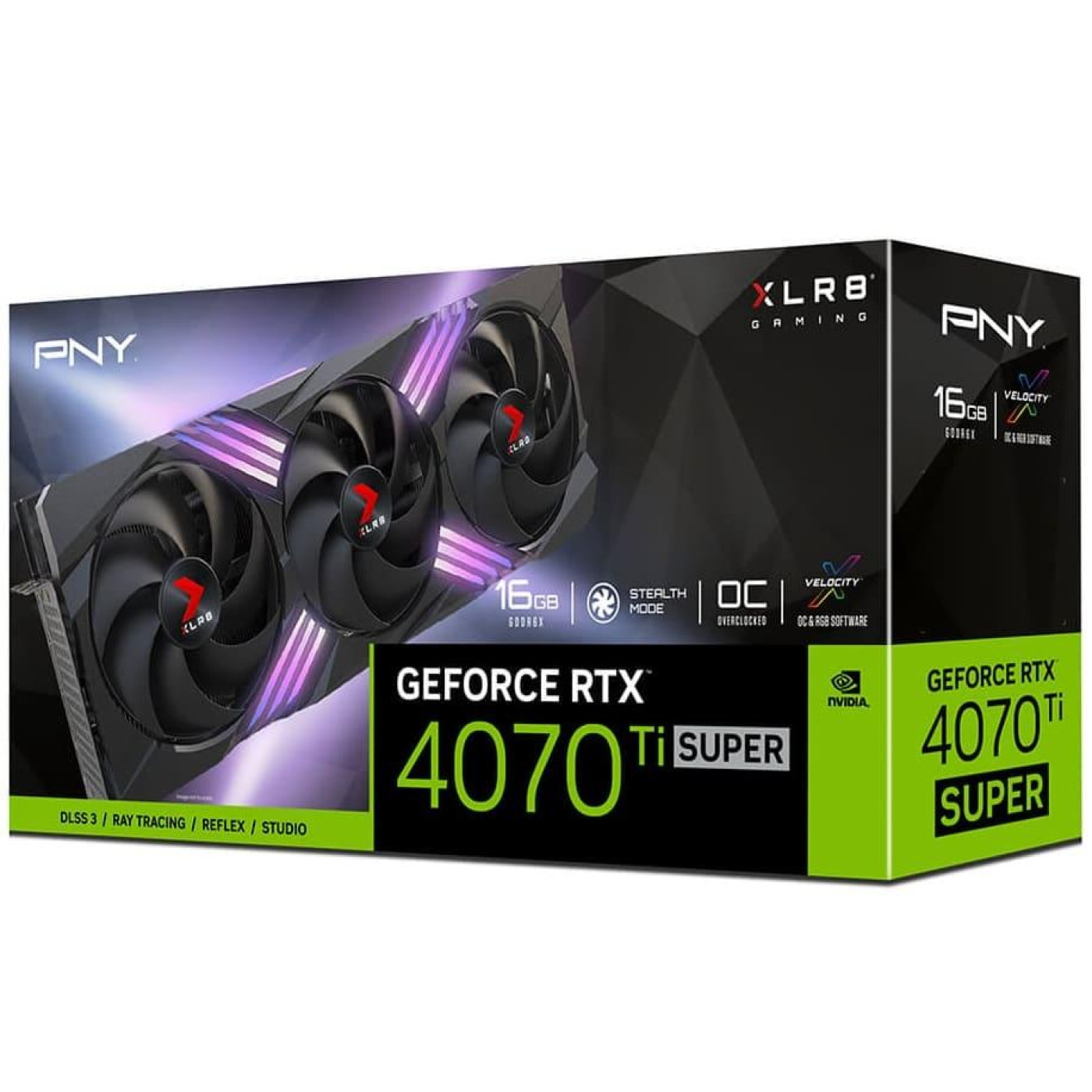 Видеокарта PNY RTX 4070 TI SUPER 16GB XLR8 Gaming VERTO EPIC-X RGB OC Triple Fan (VCG4070TS16TFXXPB1-O) (GDDR6X, 256 bit, PCI-E v4.0)