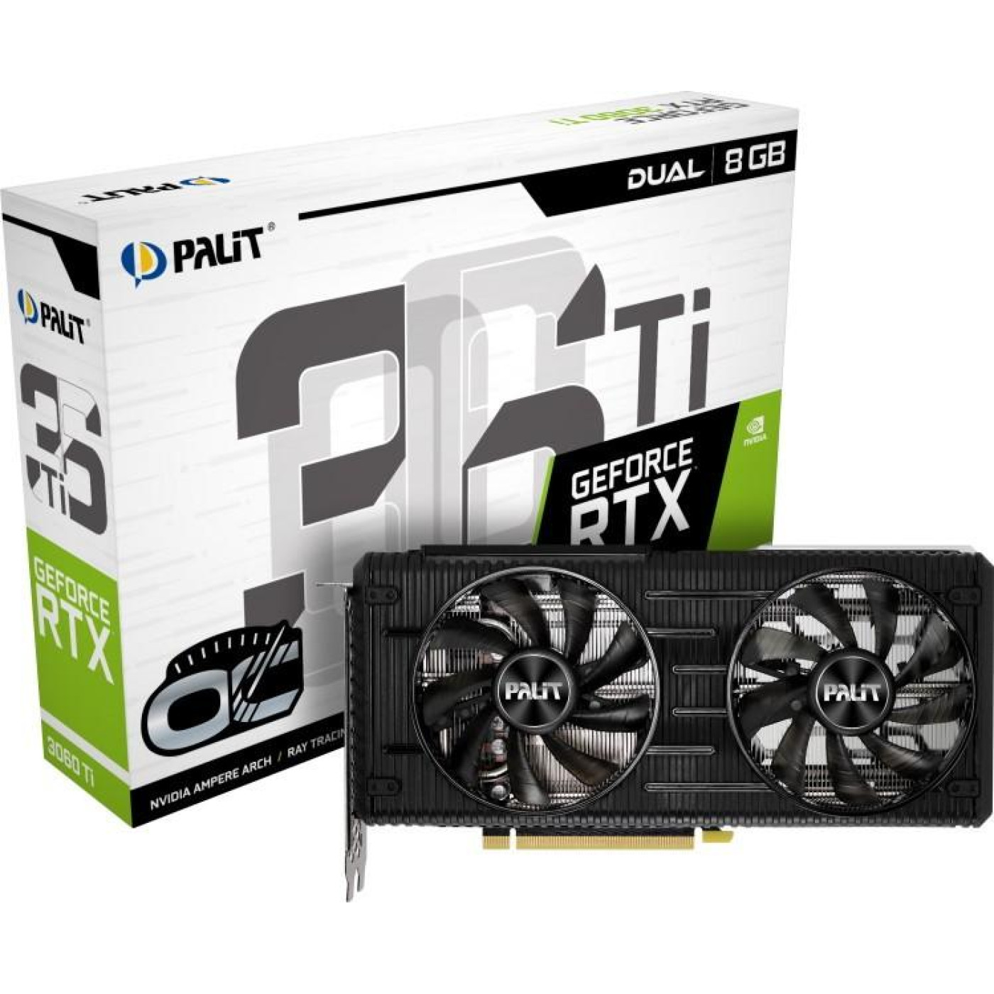 Видеокарта Palit RTX 3060Ti 8Gb Dual OC (NE6306TS19P2-190AD) (GDDR6, 256 bit, PCI-E v4.0 x16) Б/у