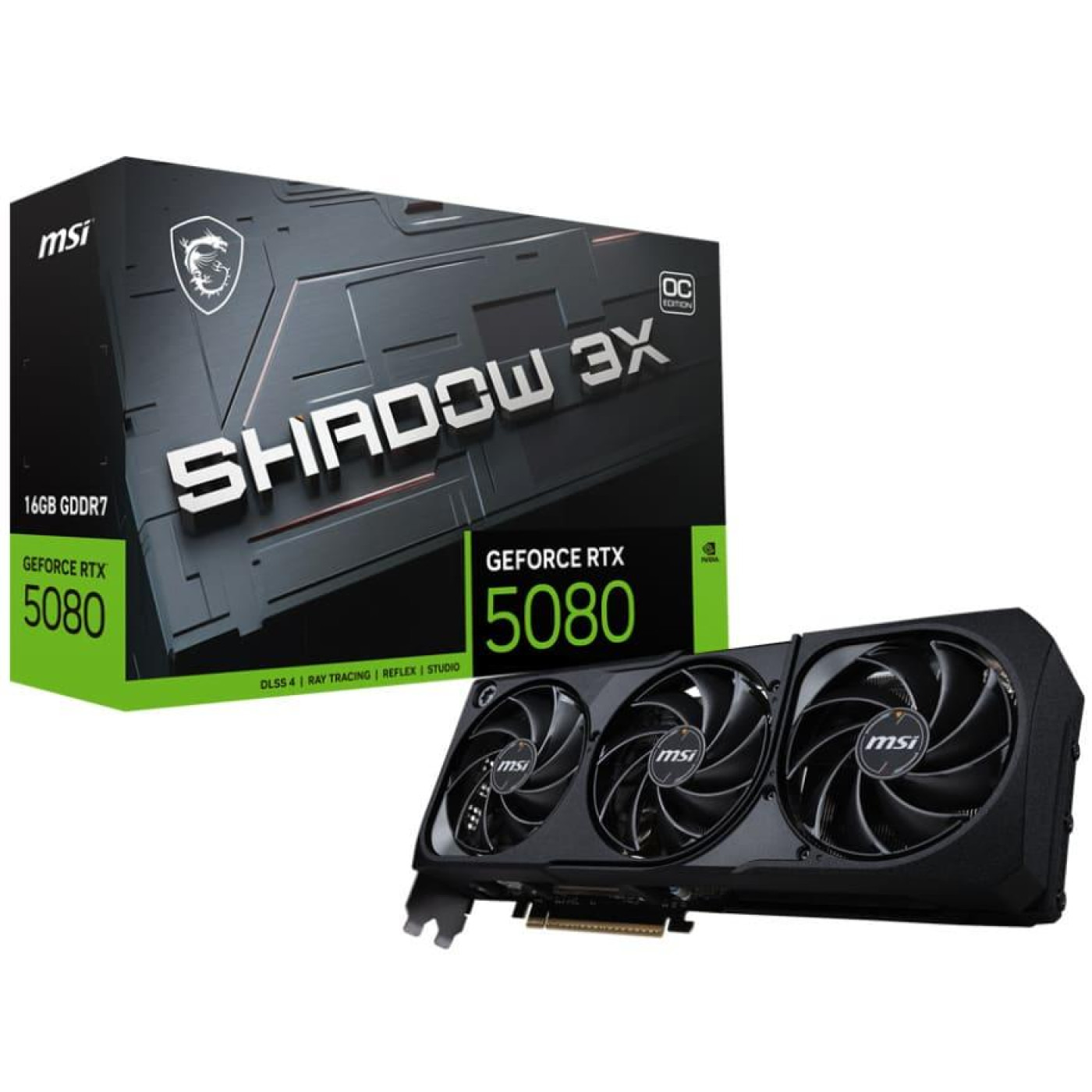 Відеокарта MSI RTX 5080 16G SHADOW 3X OC (RTX 5080 16G SHADOW 3X OC) (GDDR7, 256 bit, PCI-E v5.0)
