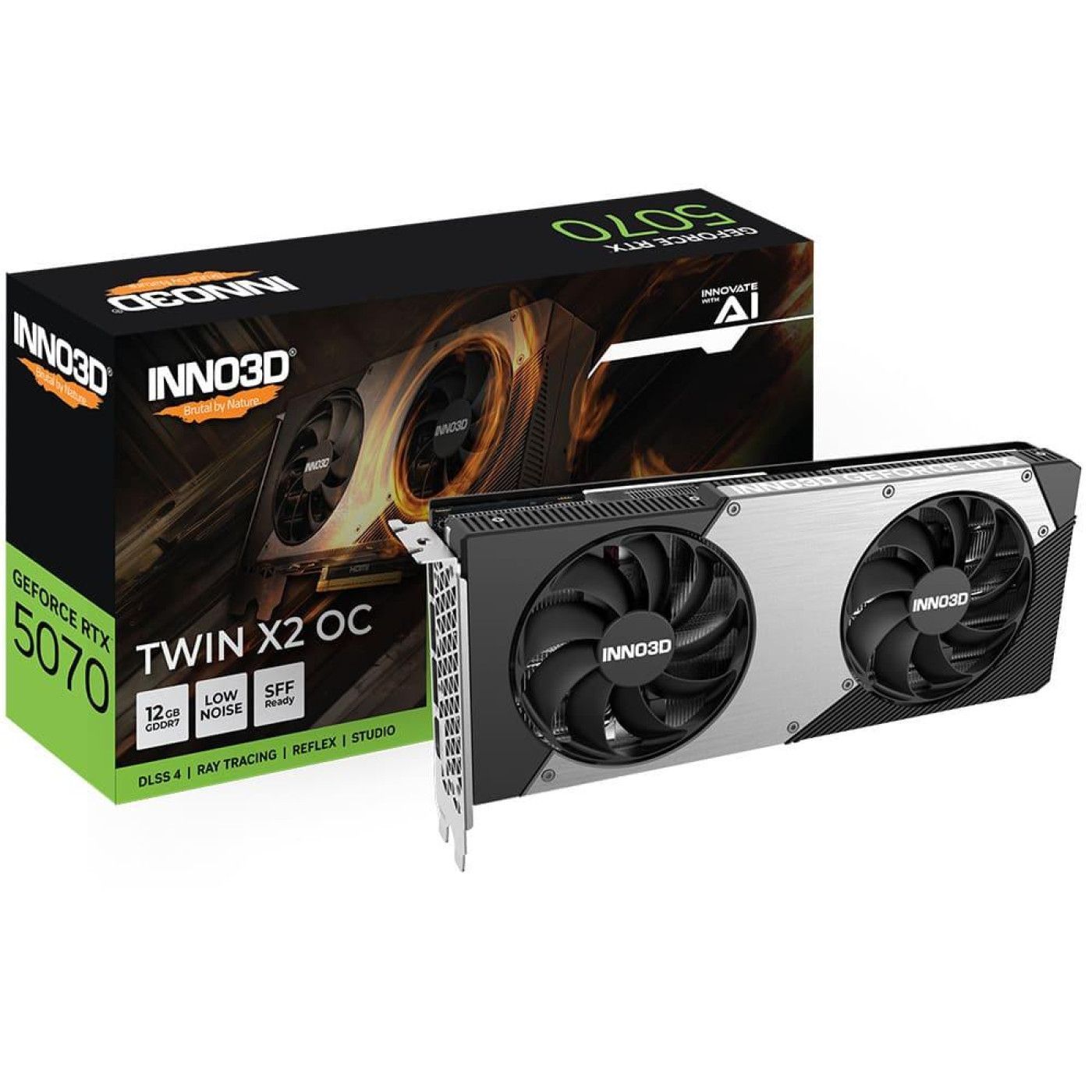 Видеокарта Inno3D RTX 5070 12GB TWIN X2 (N50702-12D7-195064N) (GDDR7, 192 bit, PCI-E v5.0 x16)