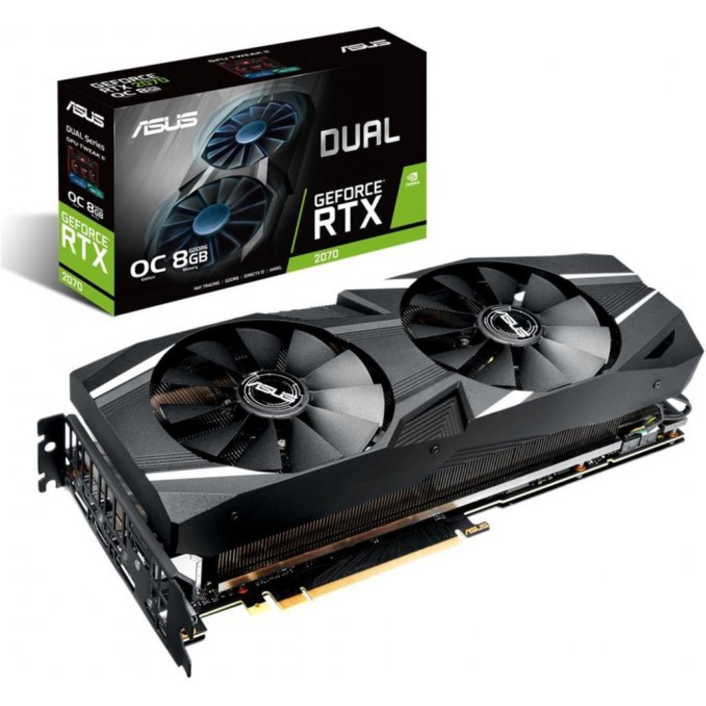 Відеокарта ASUS RTX 2070 8Gb Dual OC (DUAL-RTX2070-O8G) (GDDR6, 256 bit, PCI-E 3.0 x16) Б/в