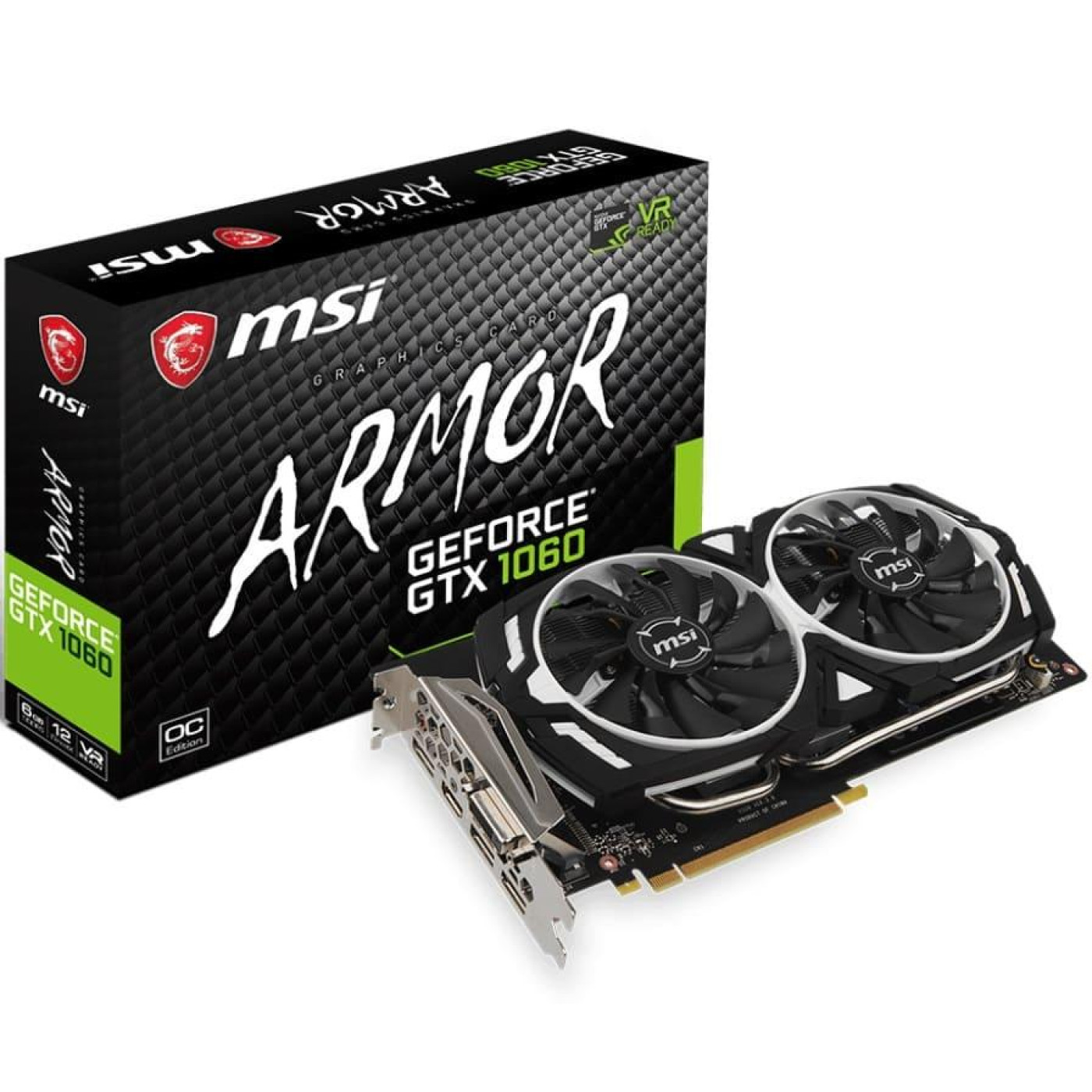 Видеокарта MSI GTX 1060 6Gb Armor OC (GeForce GTX 1060 ARMOR 6G OC) (GDDR5, 192 bit, PCI-E 3.0 x16)