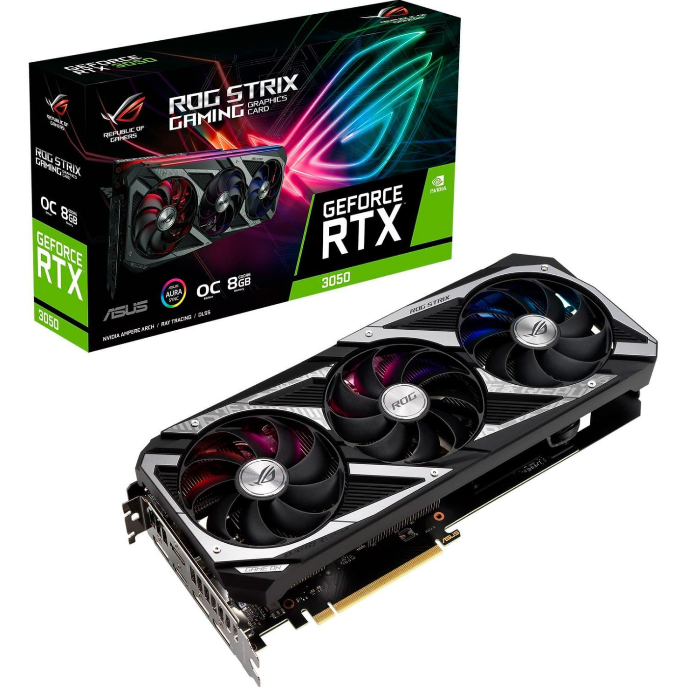 Видеокарта ASUS RTX 3050 8Gb ROG Strix OC LHR (ROG-STRIX-RTX3050-O8G-GAMING) (GDDR6, 128 bit, PCI-E v4.0) Б/у