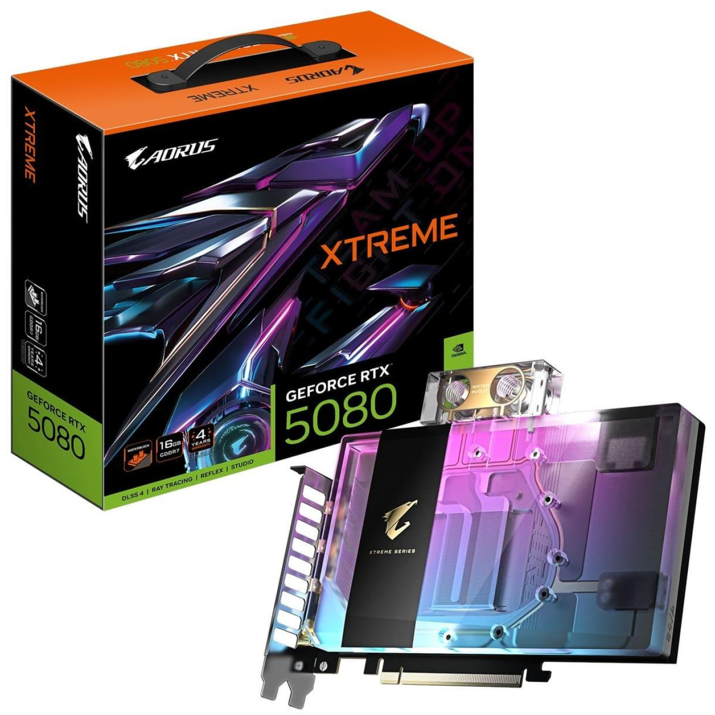 Видеокарта GIGABYTE RTX 5080 16Gb AORUS XTREME WATERFORCE WB (GV-N5080AORUSX WB-16GD) (GDDR7, 256 bit, PCI-E v5.0 x16)
